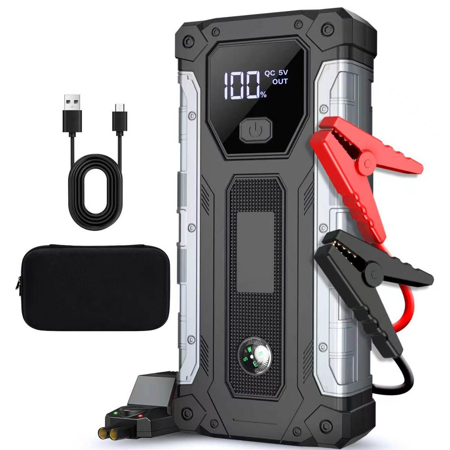 Insma Auto Starthilfe Powerbank 3000A 12V Starthilfegerät, 3 Mode LED-Leuchte, für Benzin bis 9,0L & Diesel bis 7,0L