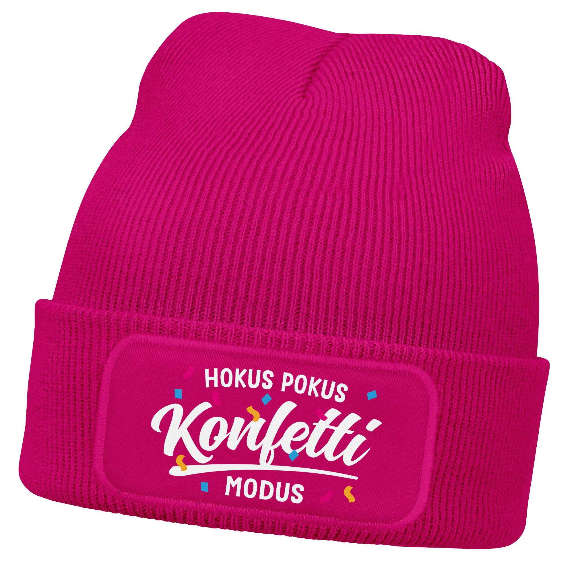 MoonWorks Strickmütze Damen Beanie mit bedrucktem Patch - Hokus Pokus Konfe günstig online kaufen