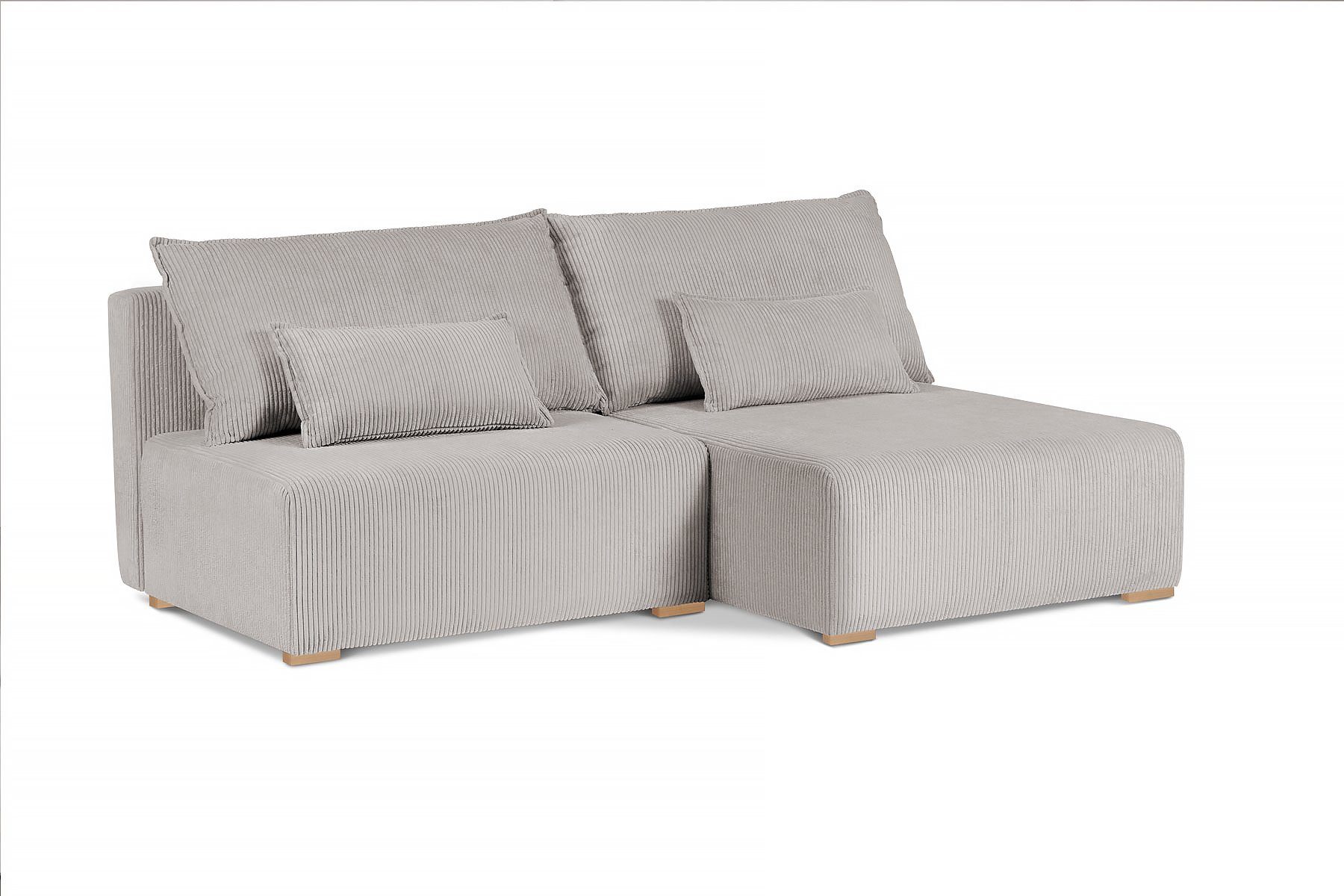 Beautysofa Polsterecke FLUFFY, 210 cm Polsterecke, mit Relaxfunktion, mit Bettkasten, Holzbeine, Cordstoff Beige (poso 100)