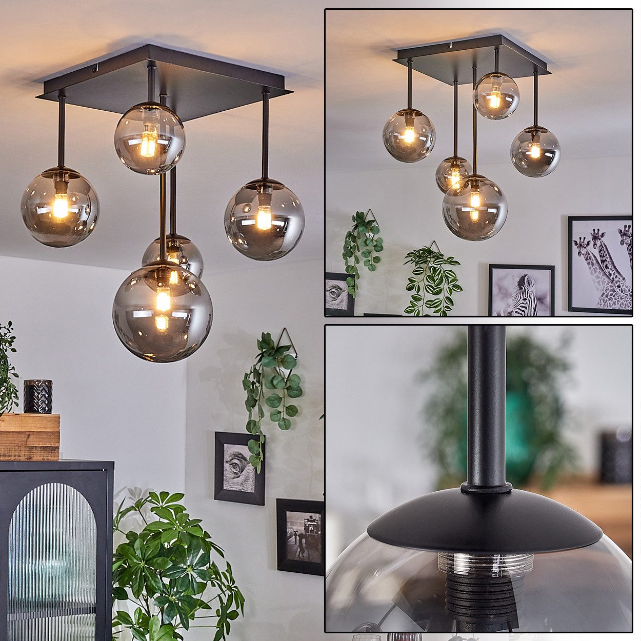 hofstein Deckenleuchte Deckenlampe aus Metall/Glas in günstig online kaufen
