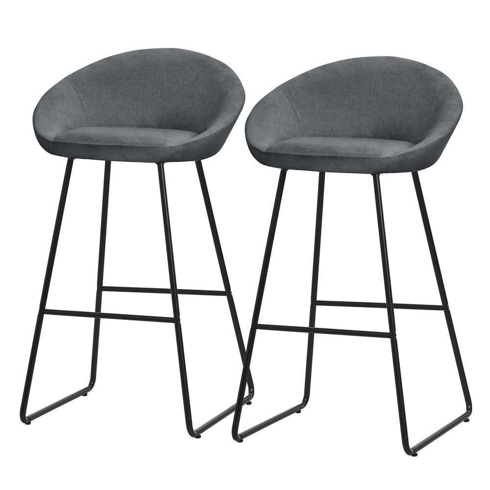 ML-DESIGN Barhocker Gepolsterter Barstuhl mit Metallgestell Rückenlehne und Fußstütze (2 St), Bistrohocker 2er Set Anthrazit Stoffbezug Tresenhocker Küchenhocker