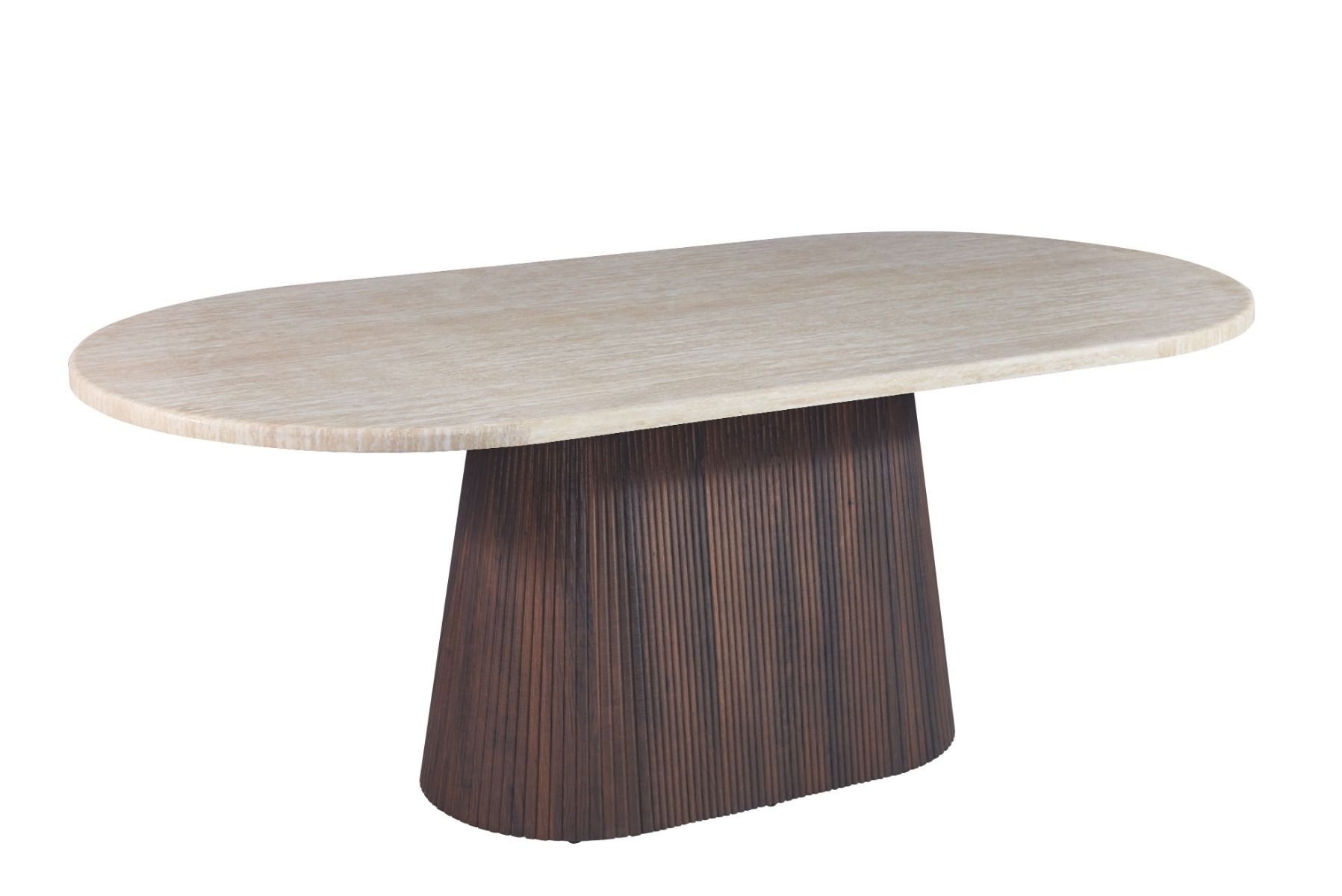 alesvelt Esstisch Dervio massiver Travertin Tisch mit Tischbein im Säulenstil 200cm (1-Tisch), 200 x 100 x 75 cm