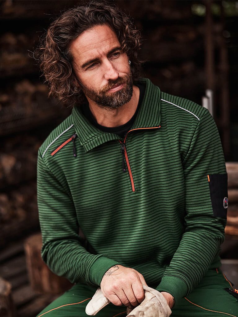 Terrax Workwear Troyer 80675 Herren Stricktroyer Troyer-Pullover mit kontrastfarbenen Details