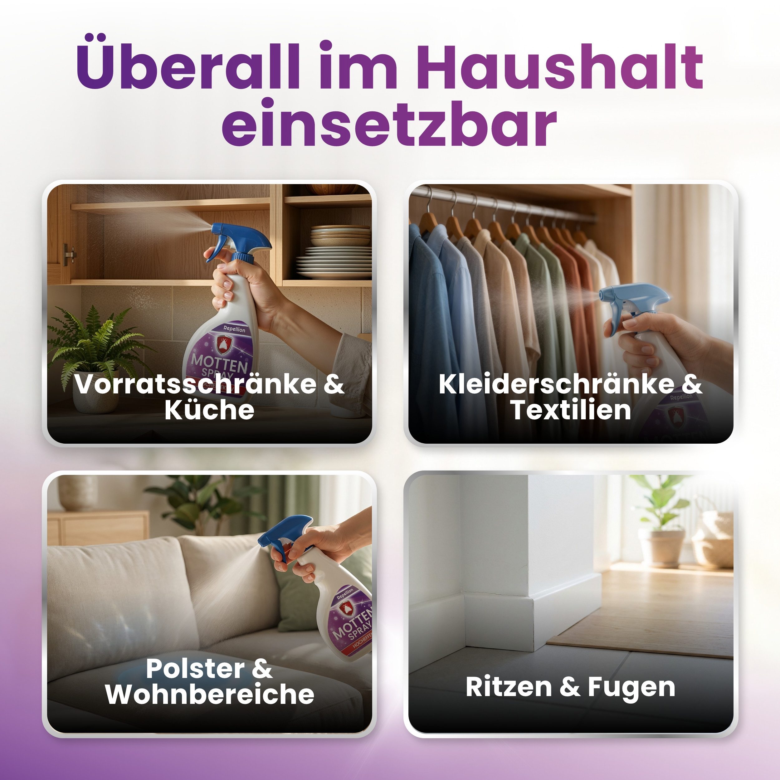 Repellion Insektenspray Mottenspray gegen Kleidermotten & Lebensmittelmotten, hält Motten fern, 500 ml, schnelle Abwehrwirkung, Kleiderschrank & Küche, Made in  – Bild 5 von 5