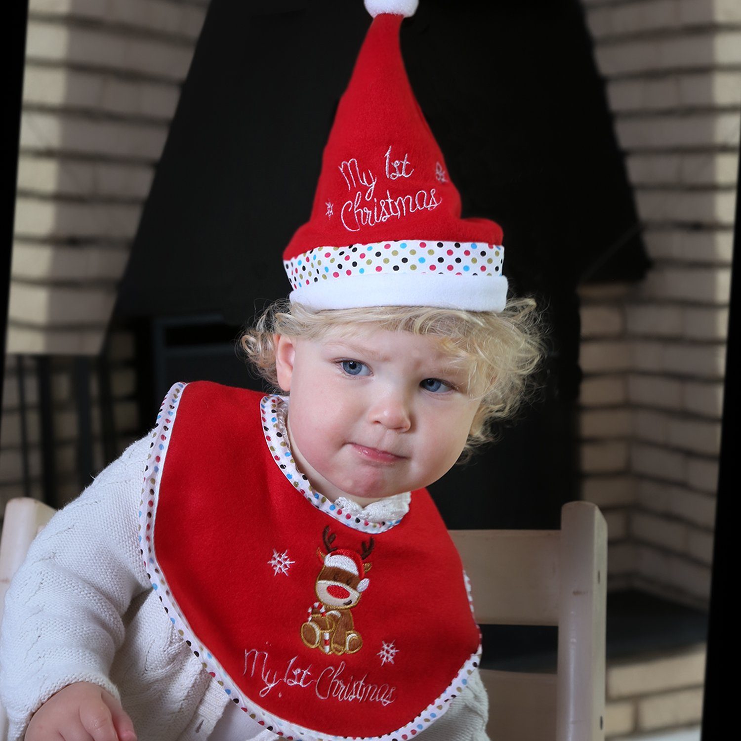 MARELIDA Lätzchen Babyset Weihnachtsmütze Lätzchen Geschenkset mein erstes Weihnachten, (1-St)