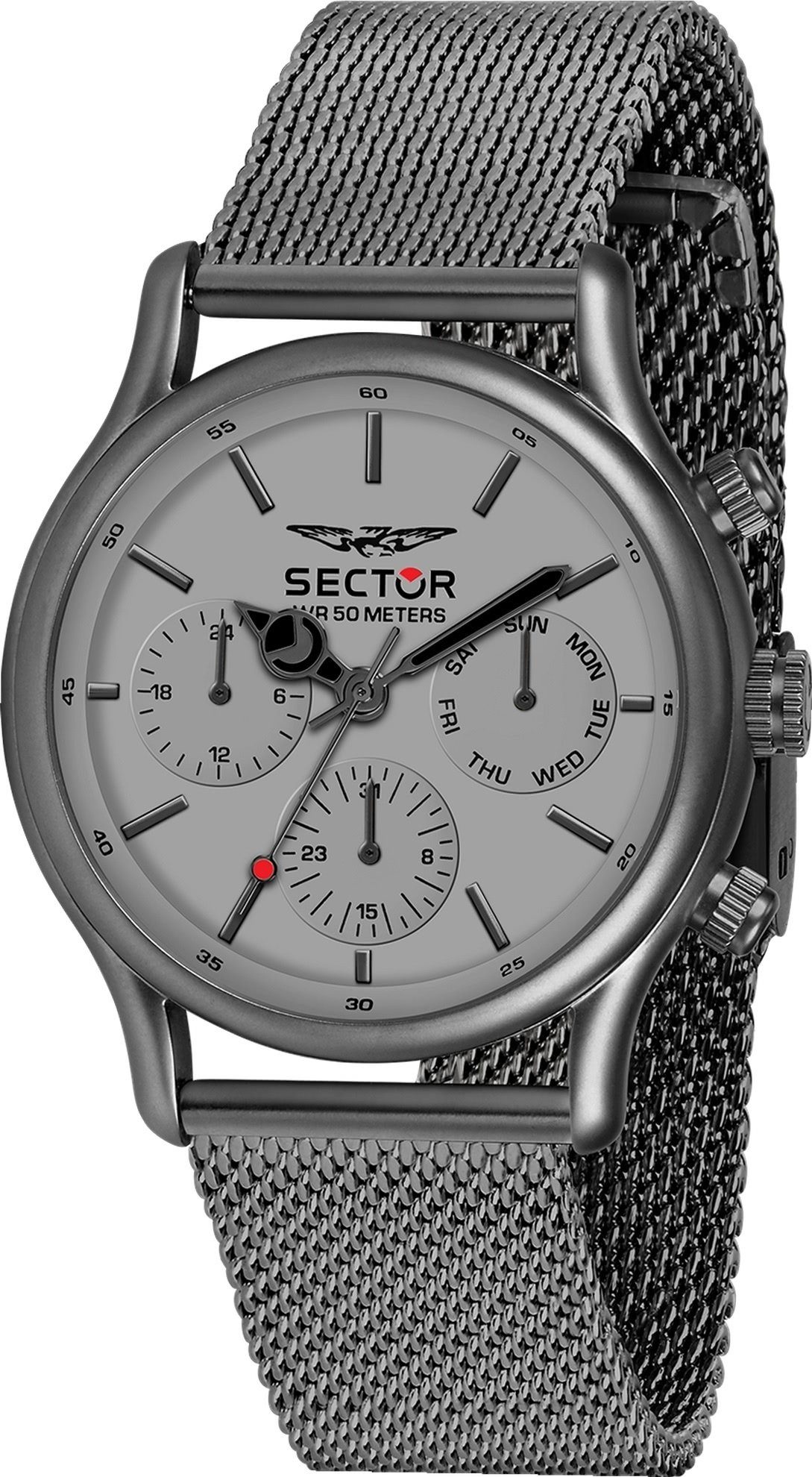 Sector Multifunktionsuhr Sector Herren Armbanduhr Multifunktion, Herren Armbanduhr rund, extra groß (ca. 43,5x36,0mm), Edelstahlarmband