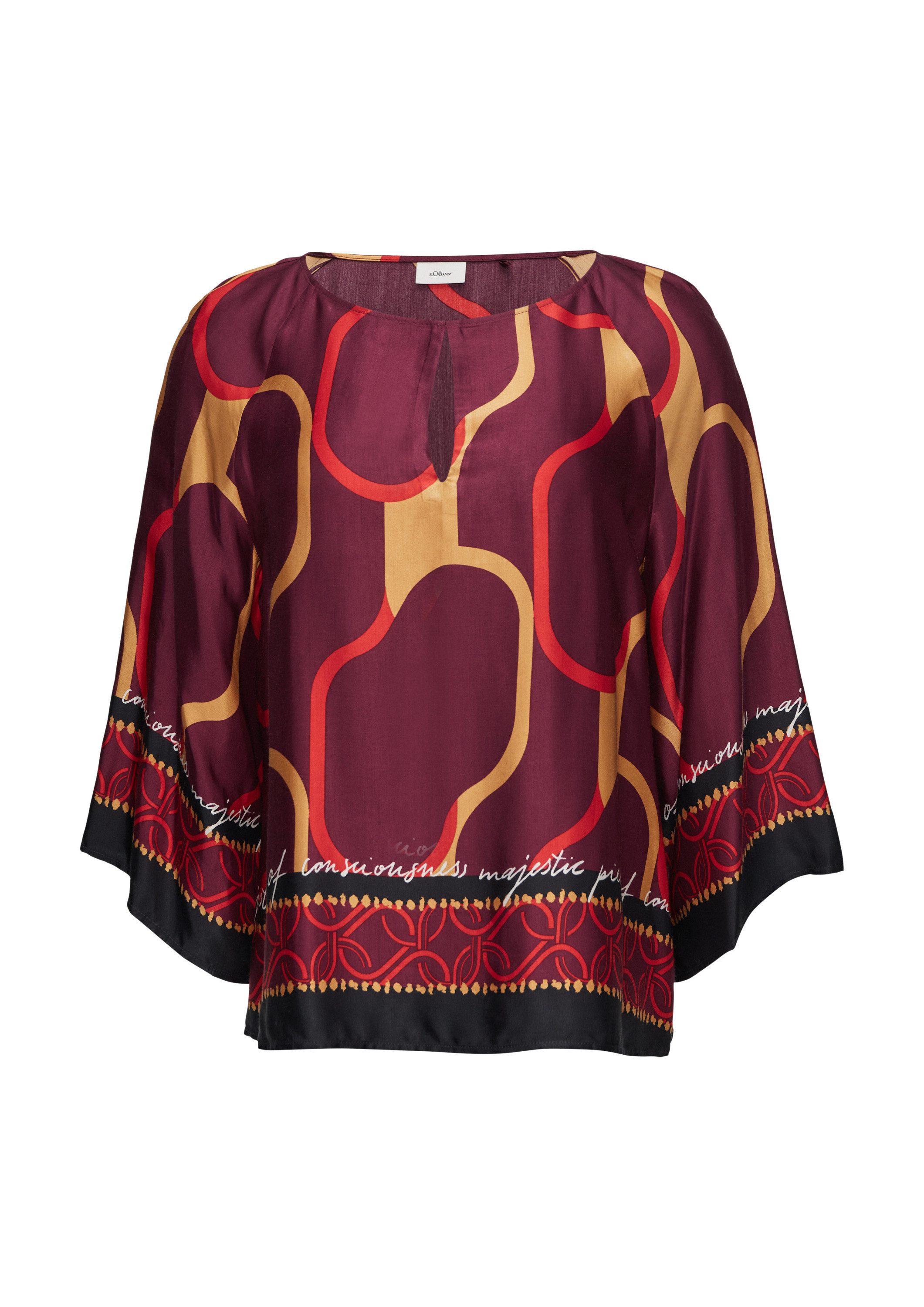 s.Oliver Kurzarmbluse Bluse Satin-Bluse mit weiten Ärmeln günstig online kaufen