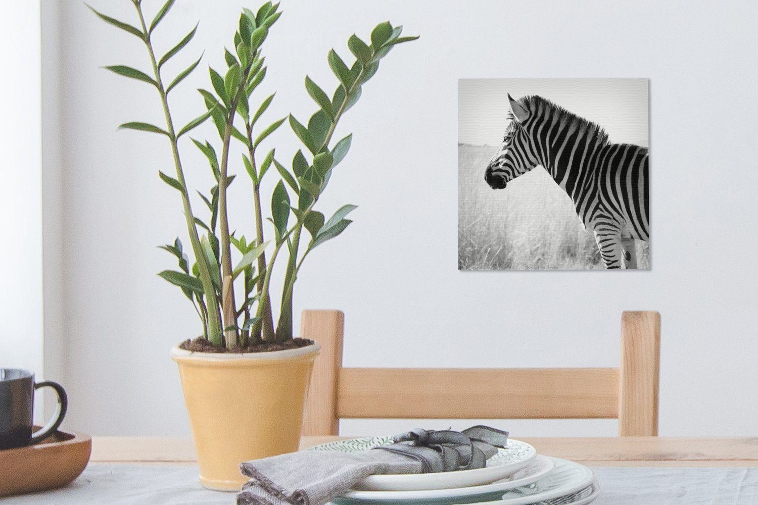 St), Schlafzimmer Gras, OneMillionCanvasses® im hohen für Wohnzimmer Bilder Leinwand Leinwandbild Zebra (1