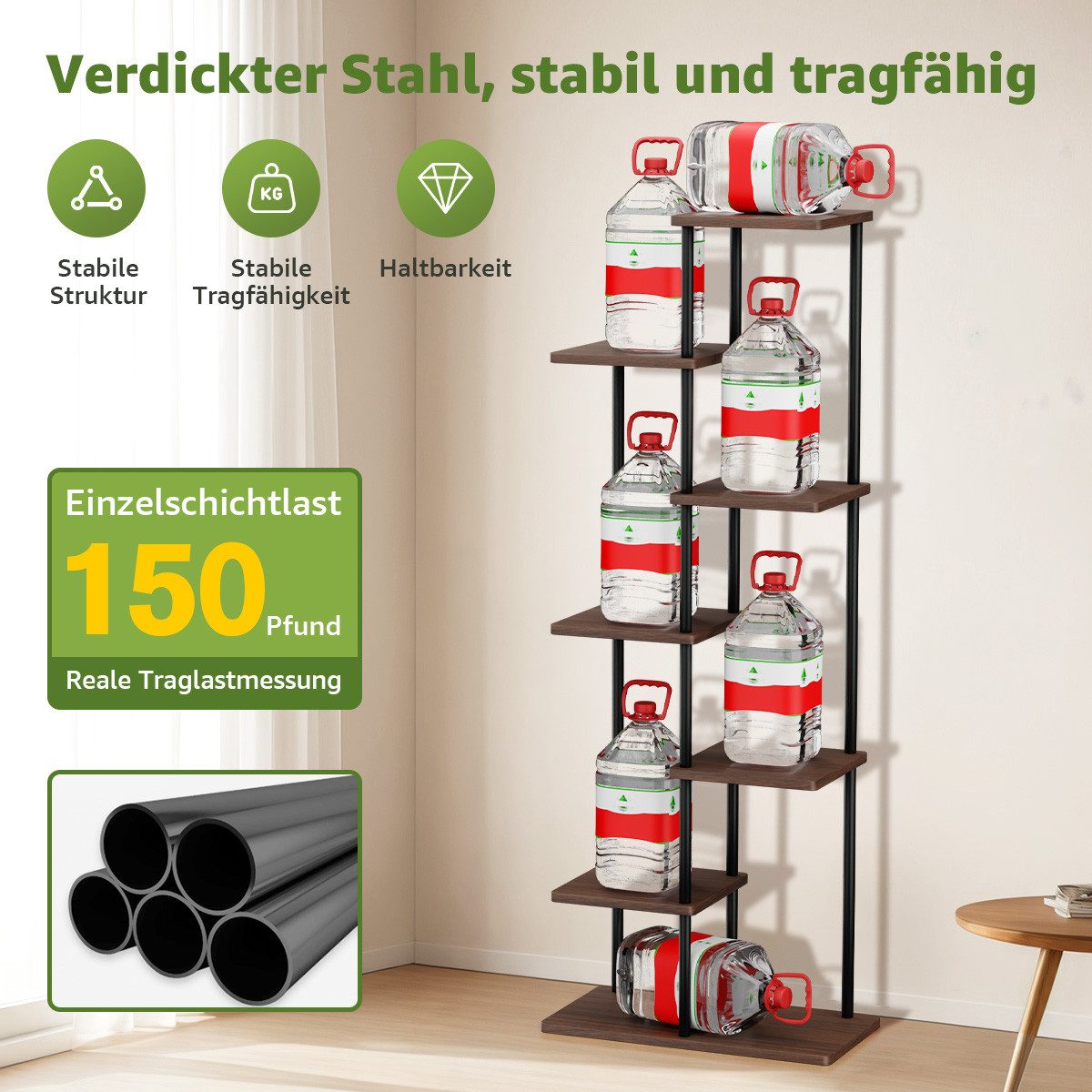 Simloveve Blumenständer pflanzenständer 7 Etagen blumenständer wohnzimmer (7 Etagen Pflanzentreppe, Pflanzenregal Standregal, Hölzern und Metall Mehrstöckig Pflanzenständer), für Innen Wohnzimmer Deko Garten Balkon