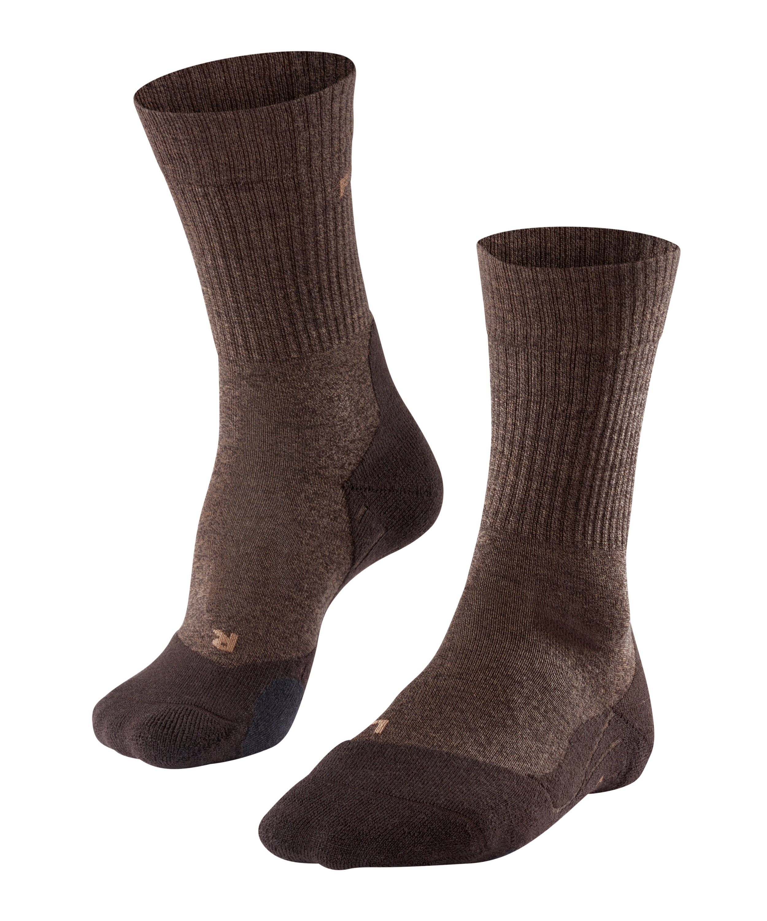 Komfort dark Wool FALKE (5450) TK2 (1-Paar) Hoher Wandersocken Mittelgebirge Explore brown im