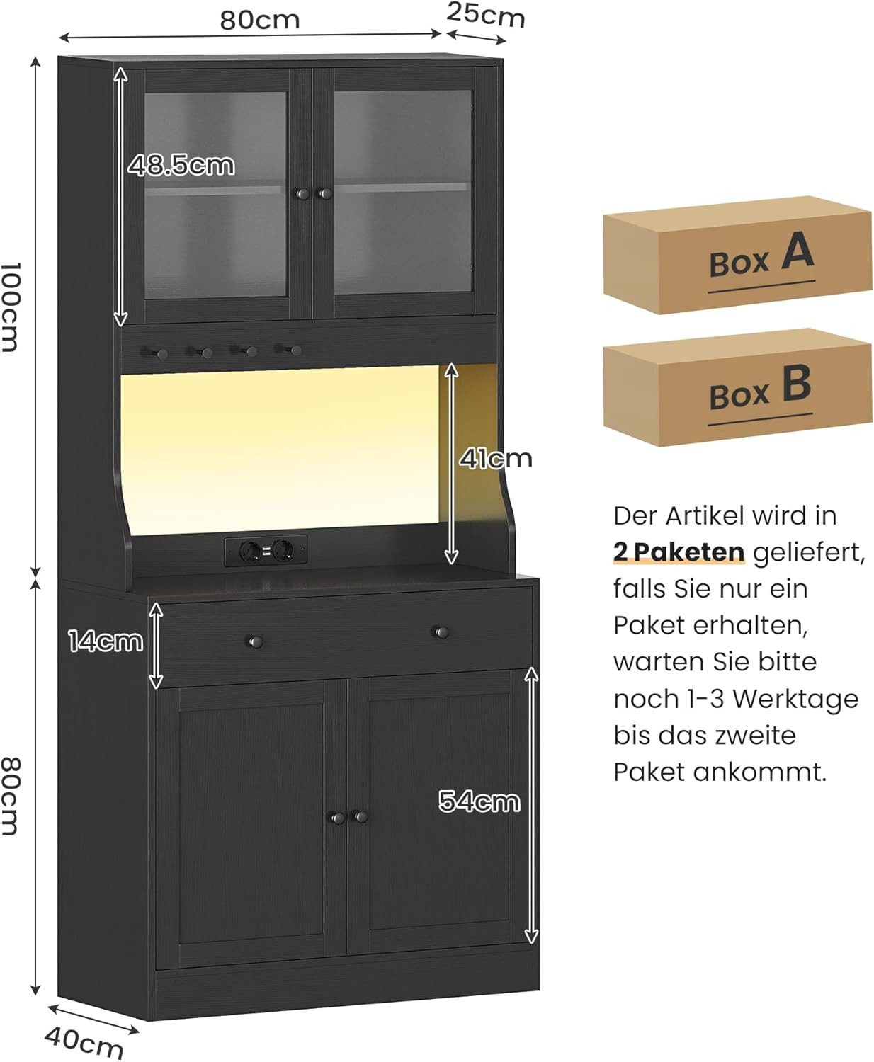 MSMASK Küchenbuffet Küchenschrank, Buffetschrank Hochschrank mit Schublade günstig online kaufen