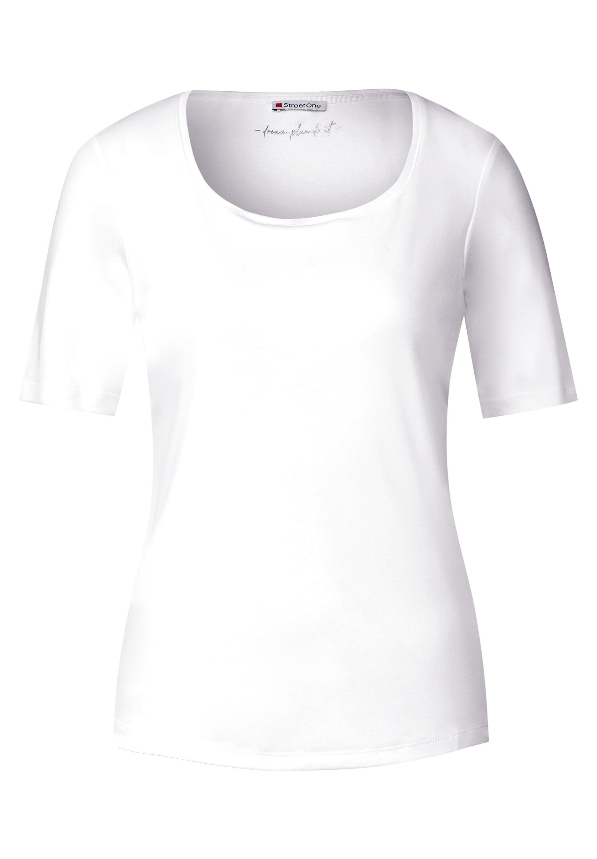 Rundhalsshirt White in Unifarbe ONE STREET