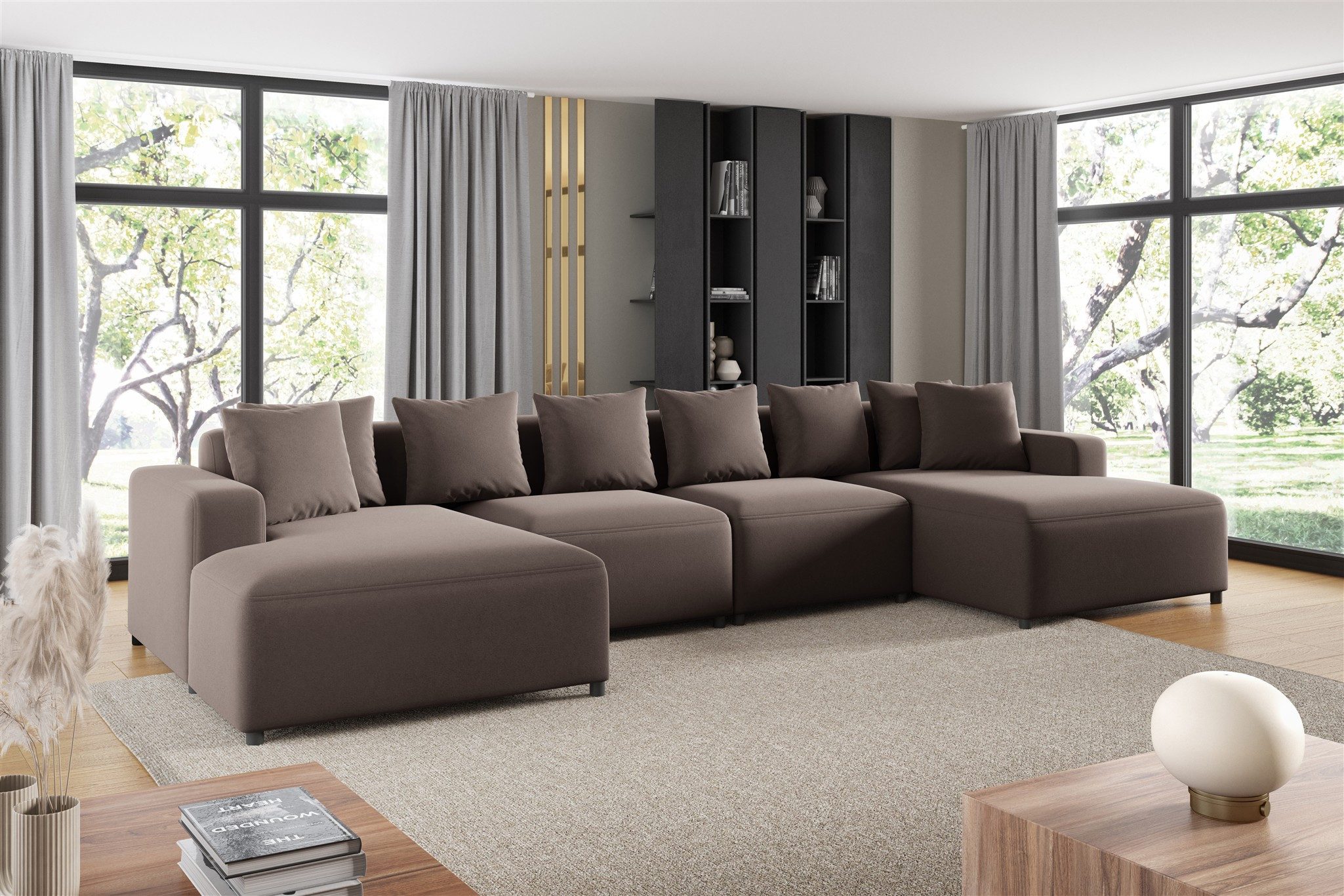 Wohnlandschaft Sofa U-Form MEGAN Velourstoff Salvador