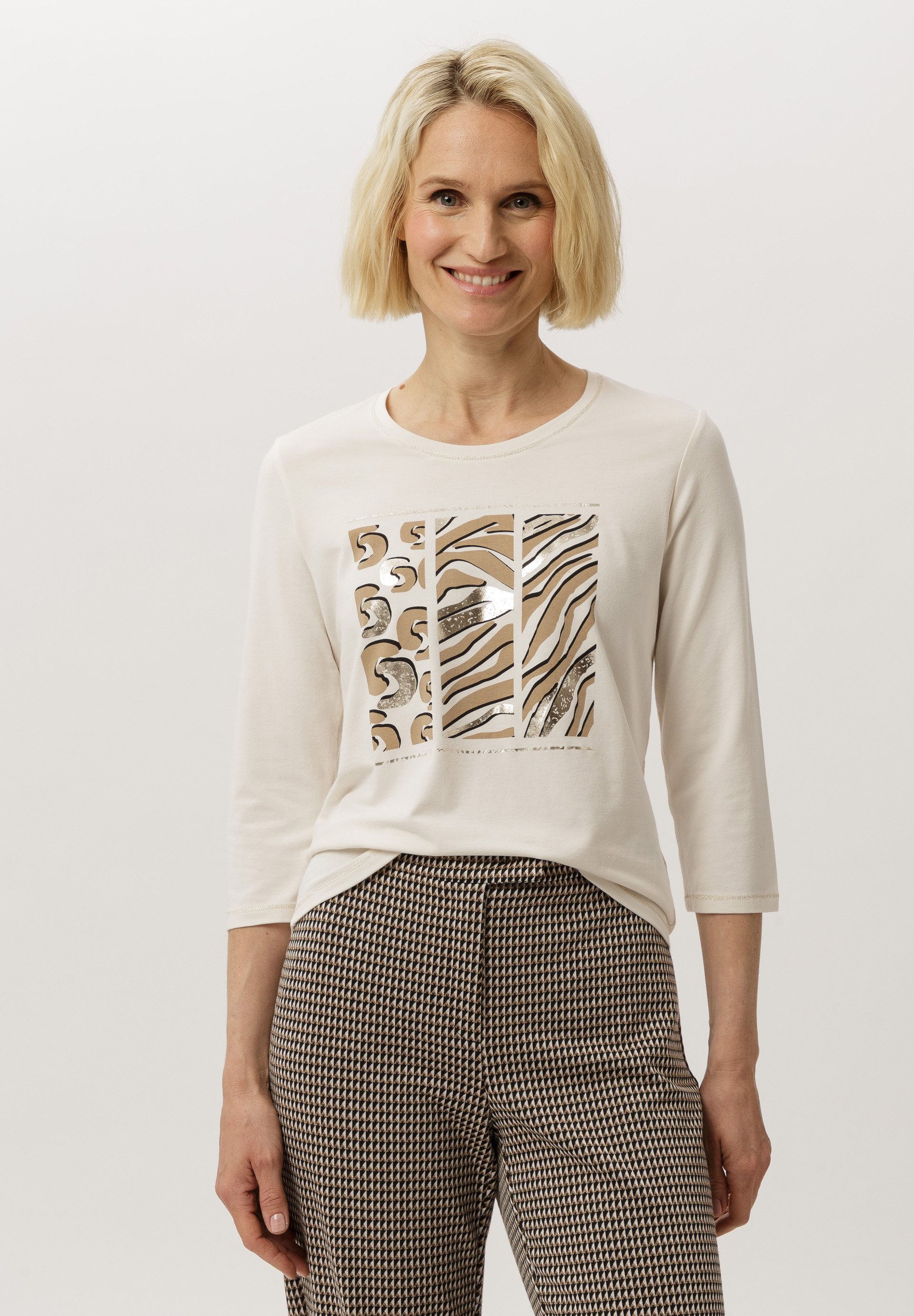 FRANK WALDER 3/4-Arm-Shirt mit Placement-Print