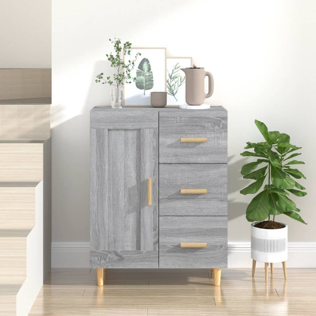 furnicato Sideboard Grau Sonoma 69,5 x 34 x 90 cm aus Holzwerkstoff und (1 St), Anrichte mit Schubladen, Fächern und Wandhalterung für Wohnbereich