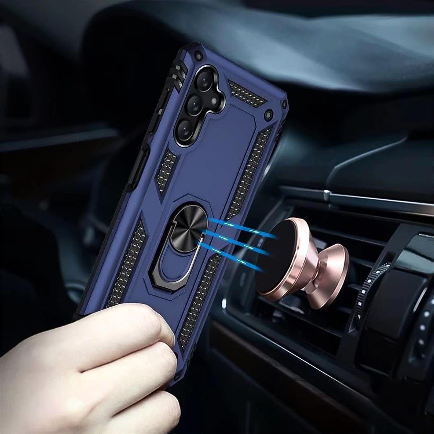 CoolGadget Handyhülle Blau als 2in1 Schutz Cover Set für das Samsung Galaxy A04s 6,5 Zoll, 2x Glas Display Schutz Folie + 1x TPU Case Hülle für Galaxy A04s