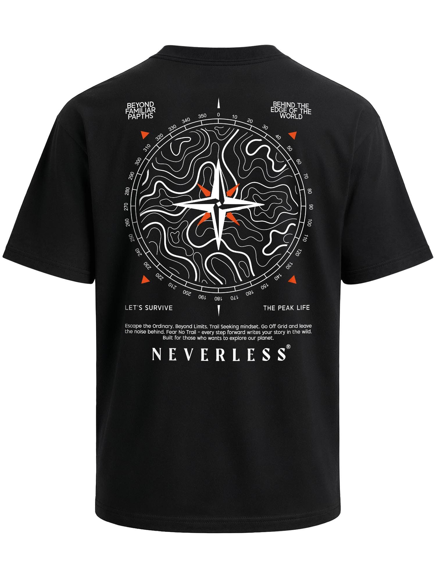 Neverless Oversize-Shirt Herren T-Shirt - Compass - Printshirt Oversized Relaxed Fit Sommer mit Print