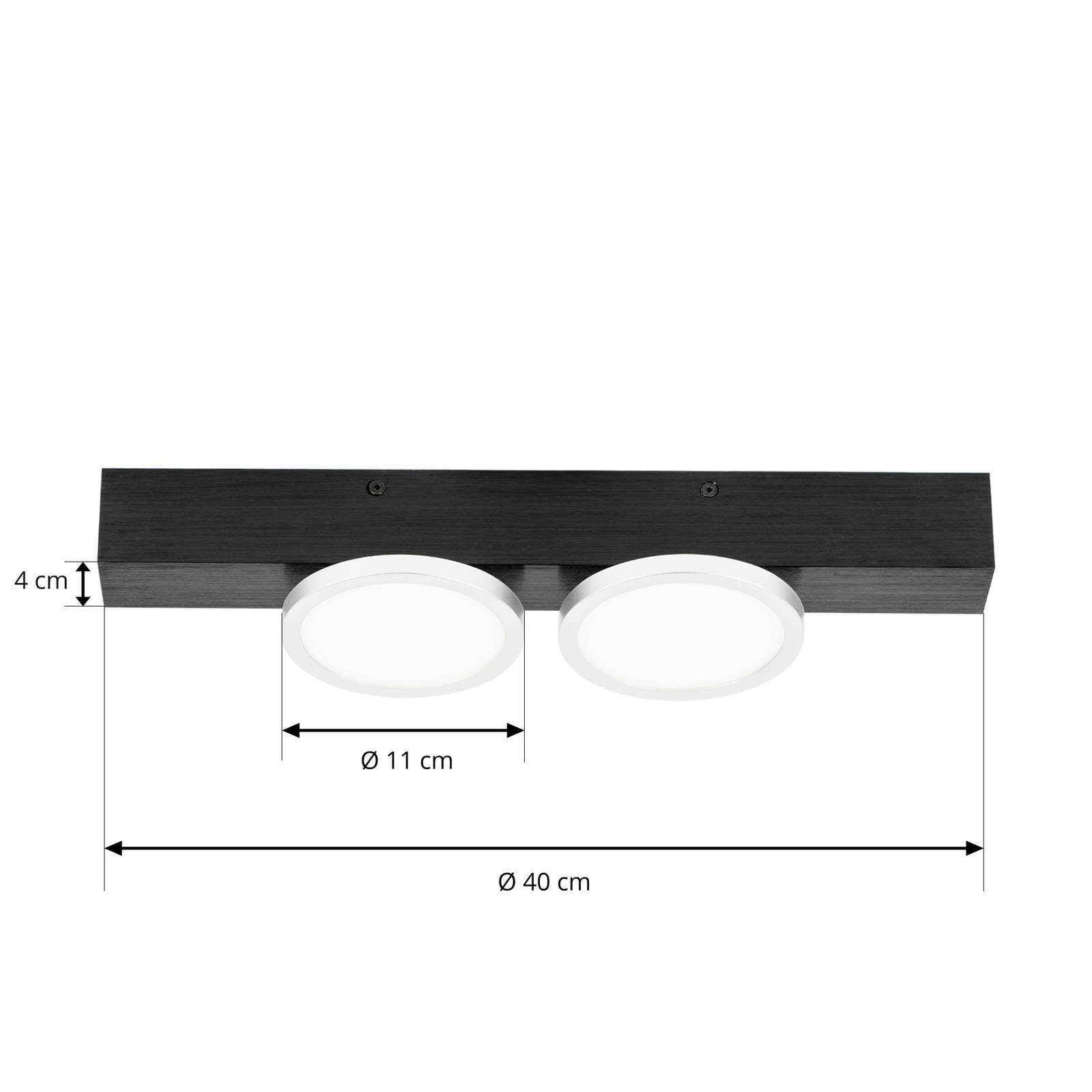 Deckenleuchte Aluminium, warmweiß, Modern, Leuchtmittel flammig, inklusive, Eisen, Lucande Schwarz, inkl. Kellino, Leuchtmittel 2