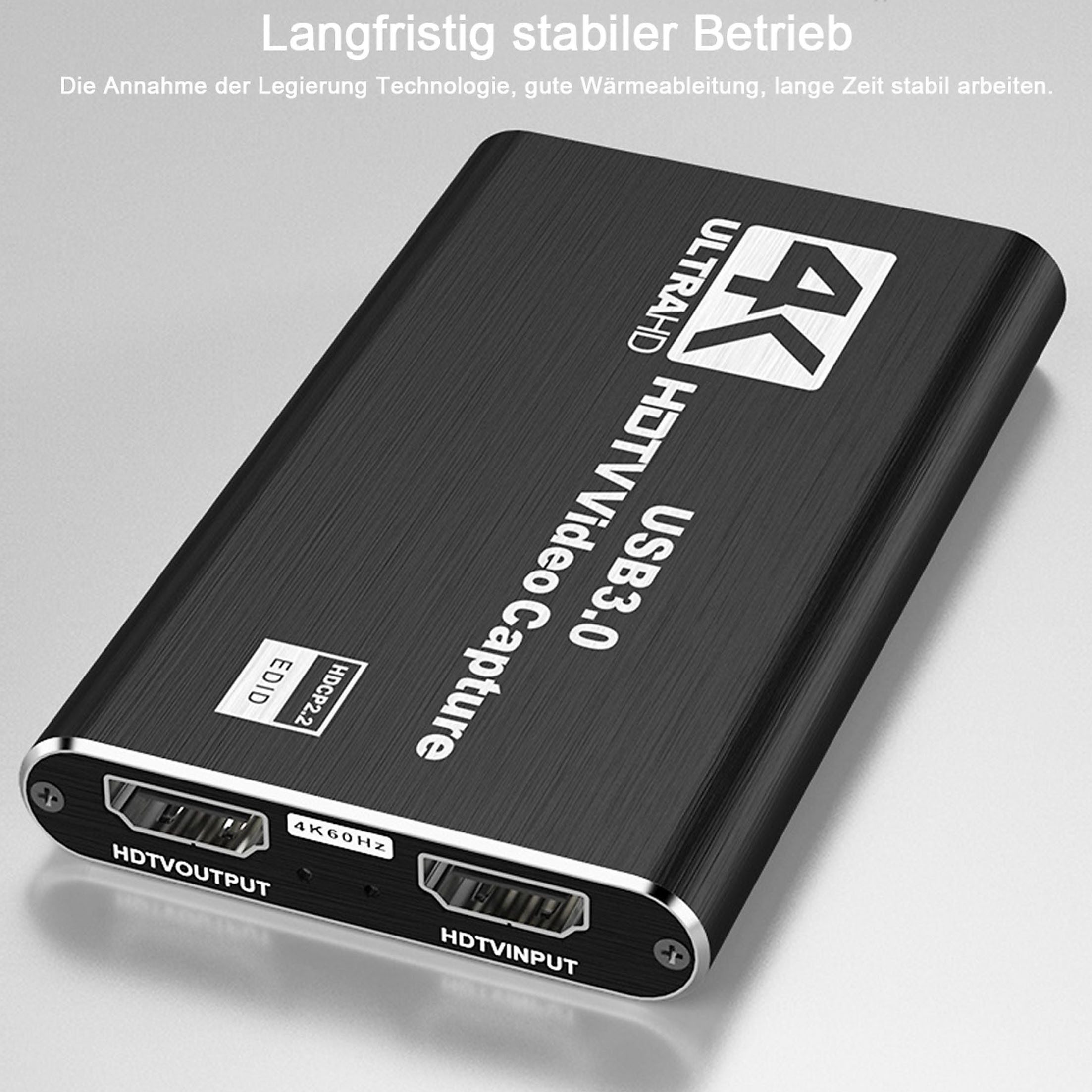 KINSI 4K HDMI-Videoaufnahmekarte, USB 3.0 HDMI Video Game Capture Recorder USB-Recorder (Max. HDMI-Eingang 4K 30Hz, Videoaufnahme bis 1080P 60Hz) – Bild 4 von 5