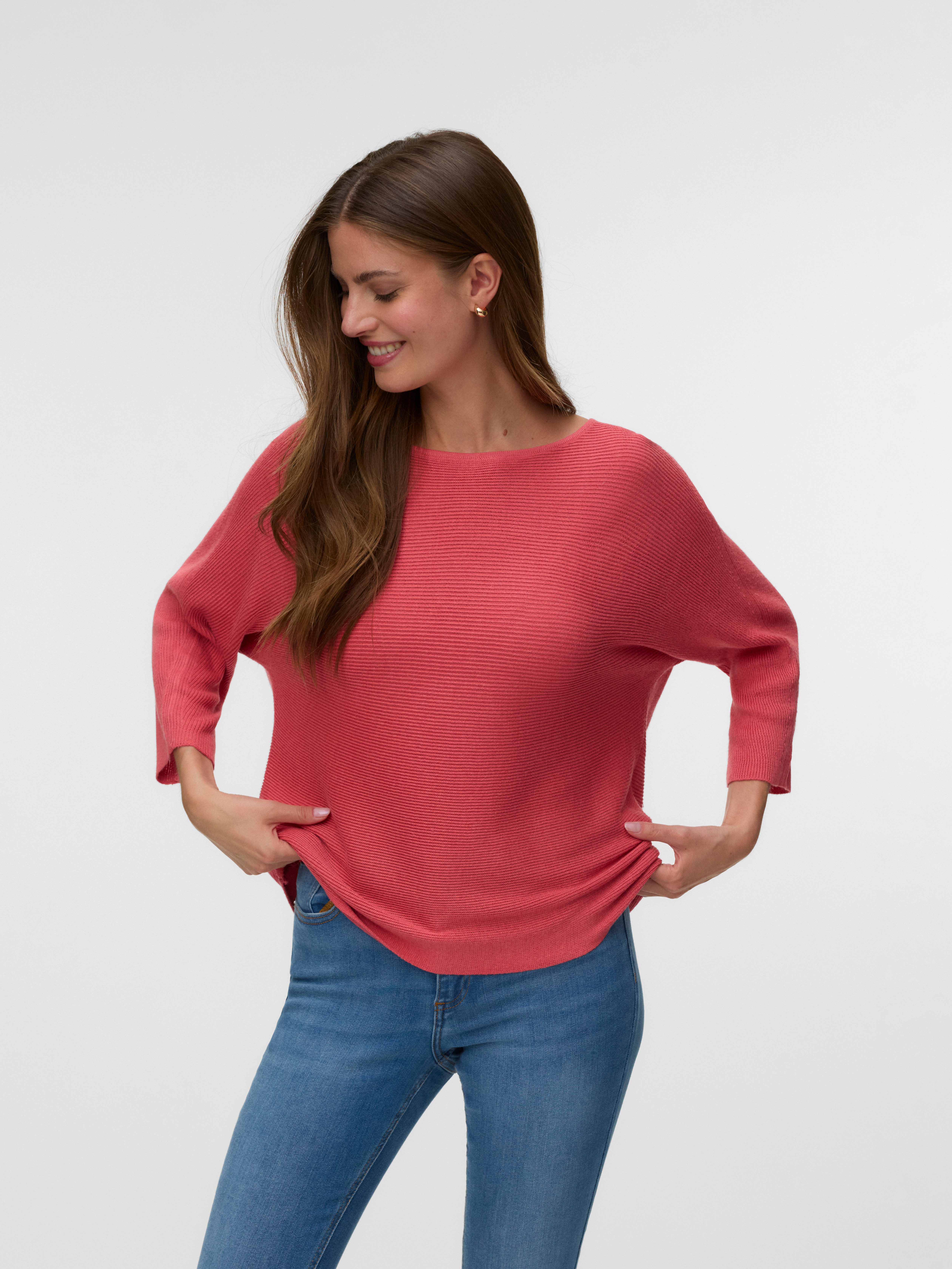 Vero Moda 3/4 Arm-Pullover VMNORA 3/4 BOATNECK BLOUSE NOOS mit Fledermausärmeln