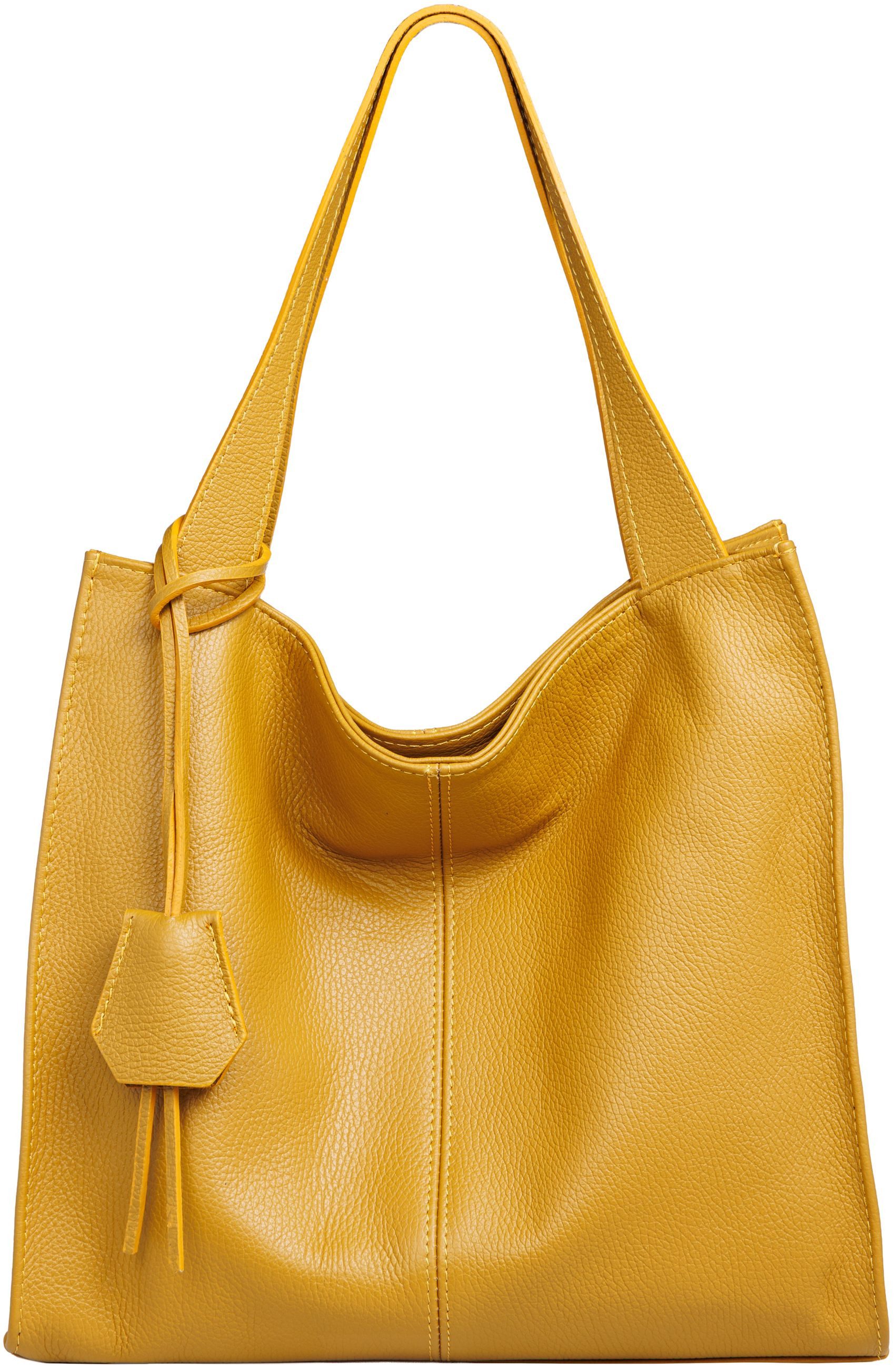 Caspar Schultertasche Großer XL Damen Leder Shopper Tasche - PREMIUM LINE - Modell No.832, elegant, robust & unempfindlich - 100% Echtleder - Handmade in Italy