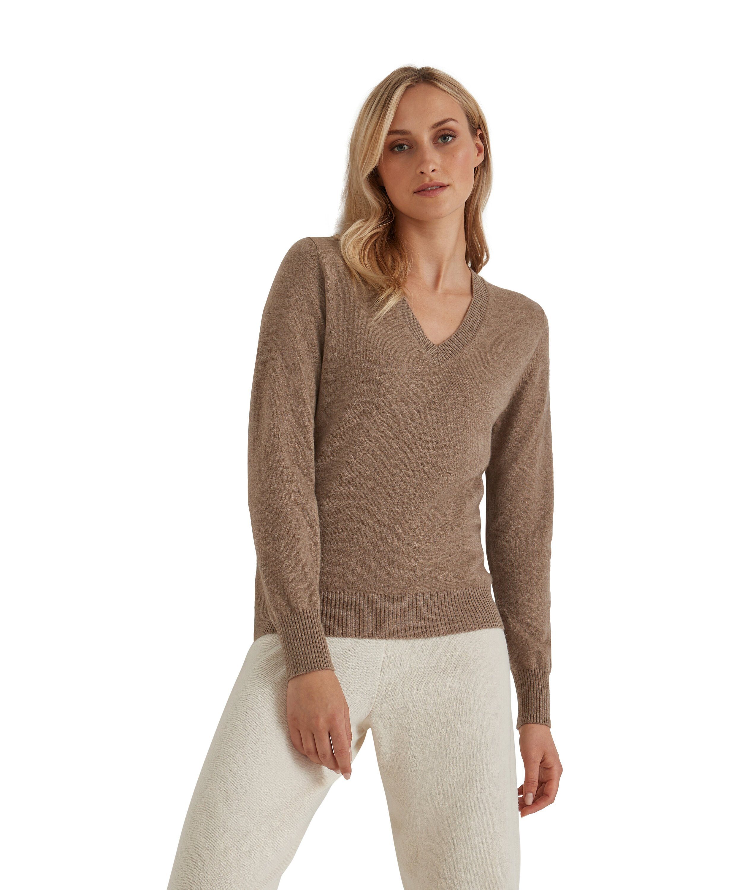 mel. FALKE (5075) Kaschmir (1-tlg) aus reinem oak Strickpullover