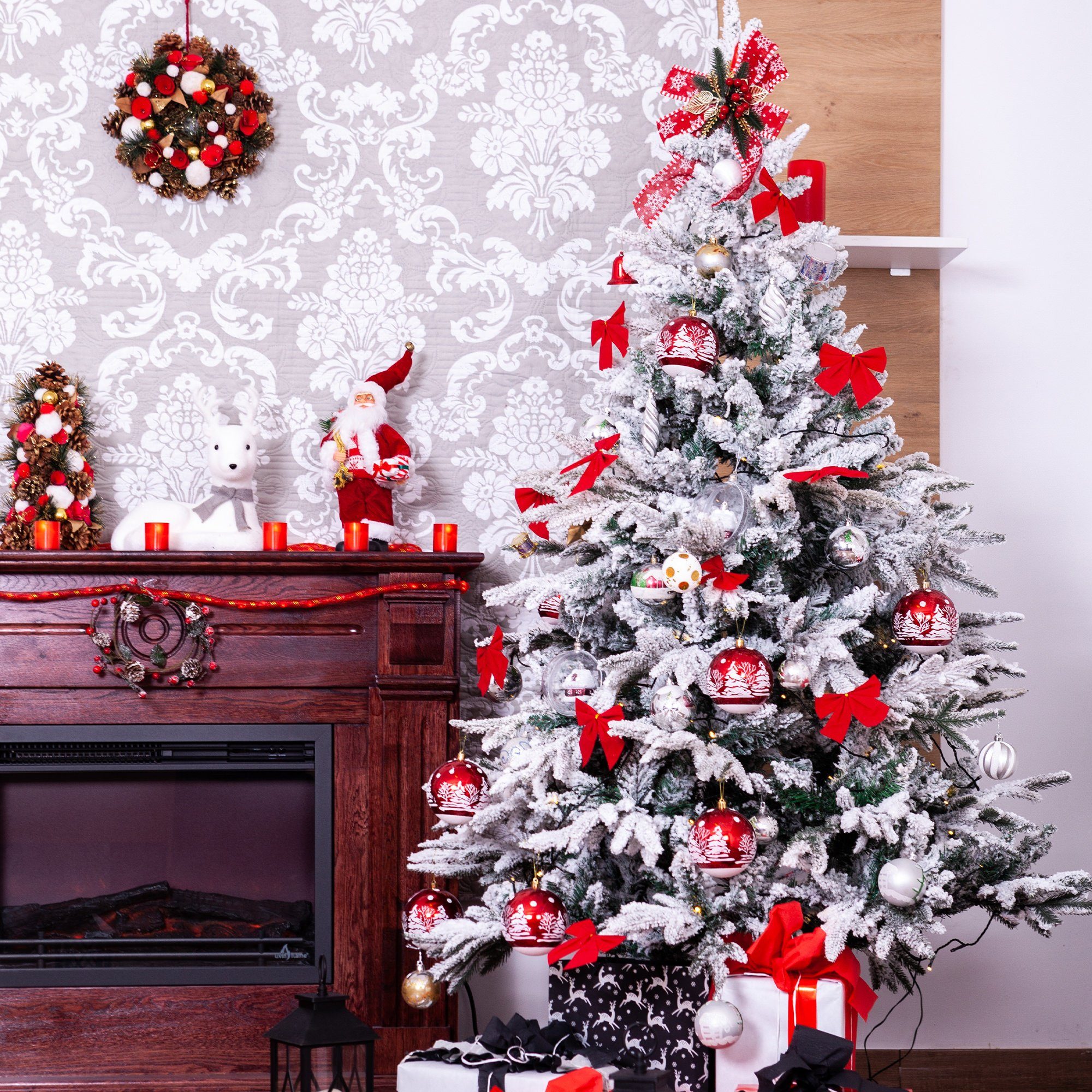 Urhome Künstlicher Weihnachtsbaum Ständer mit Weihnachtsbaum Urhome Künstlicher Weiß