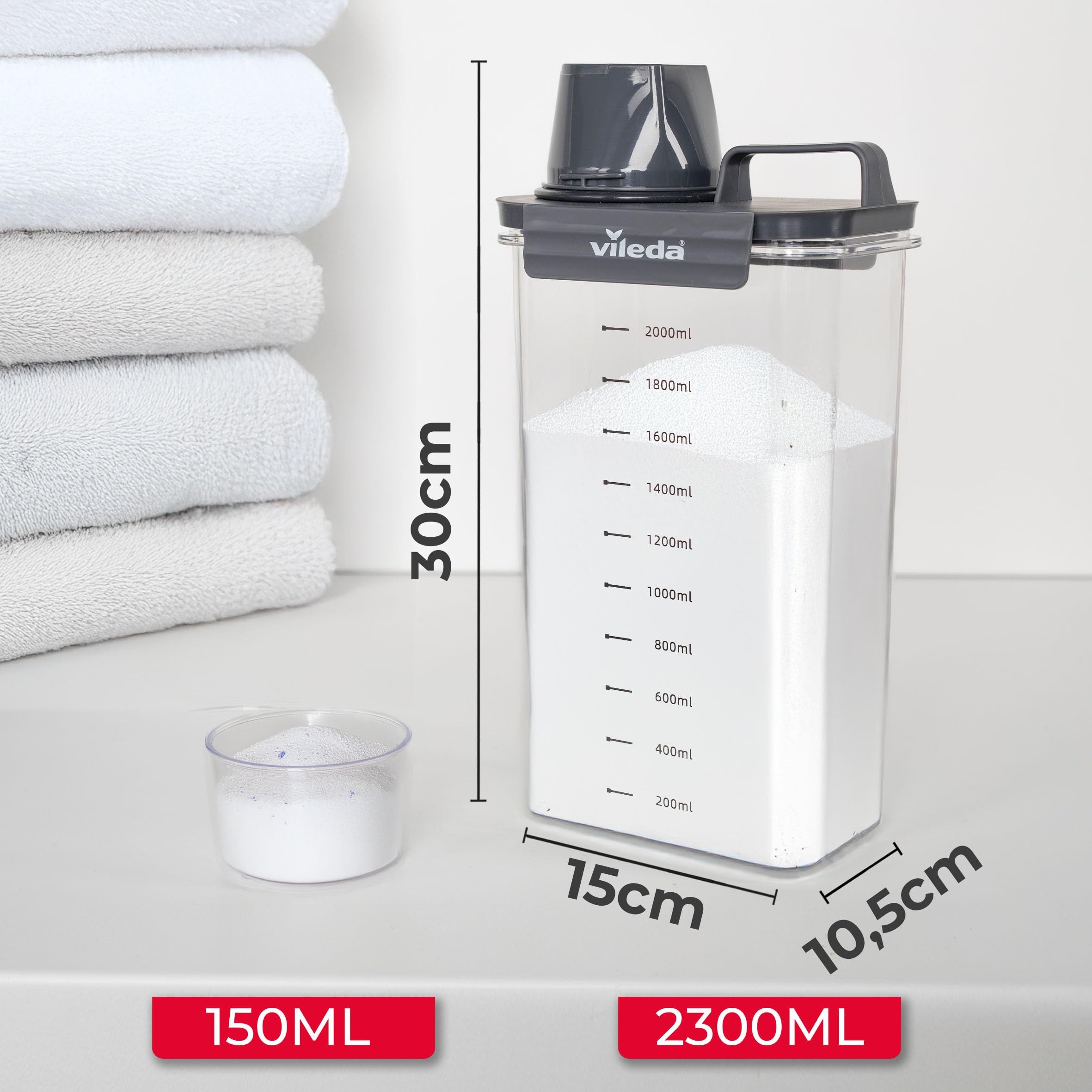 Vileda Aufbewahrungsbox Waschmittelbox grau 2300ml (Set), günstig online kaufen