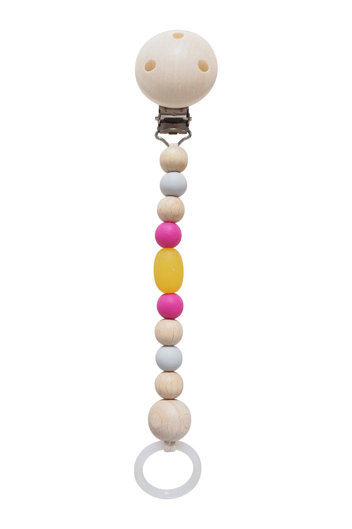 Schnullerbefestigung Schnullerkette gelb/- pink
