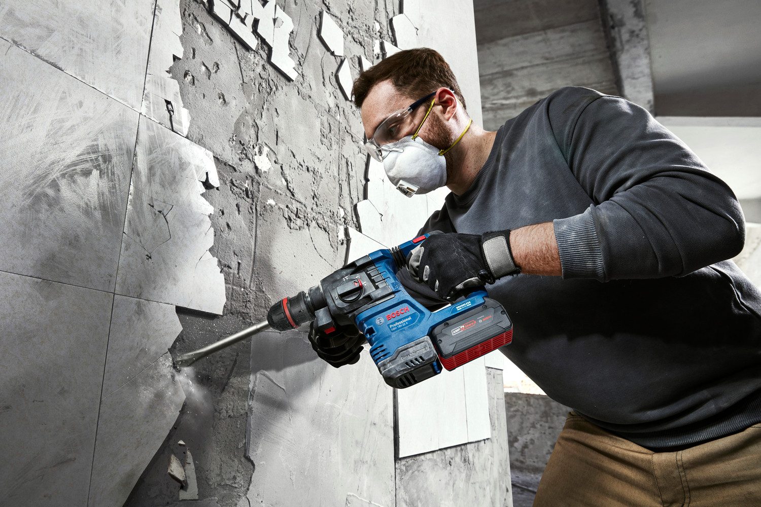 Bosch Professional Akku-Bohrhammer GBH 18V-22 X, max. 1050 U/min, mit ONECHUCK, in L-BOXX 136, ohne Akku und Ladegerät
