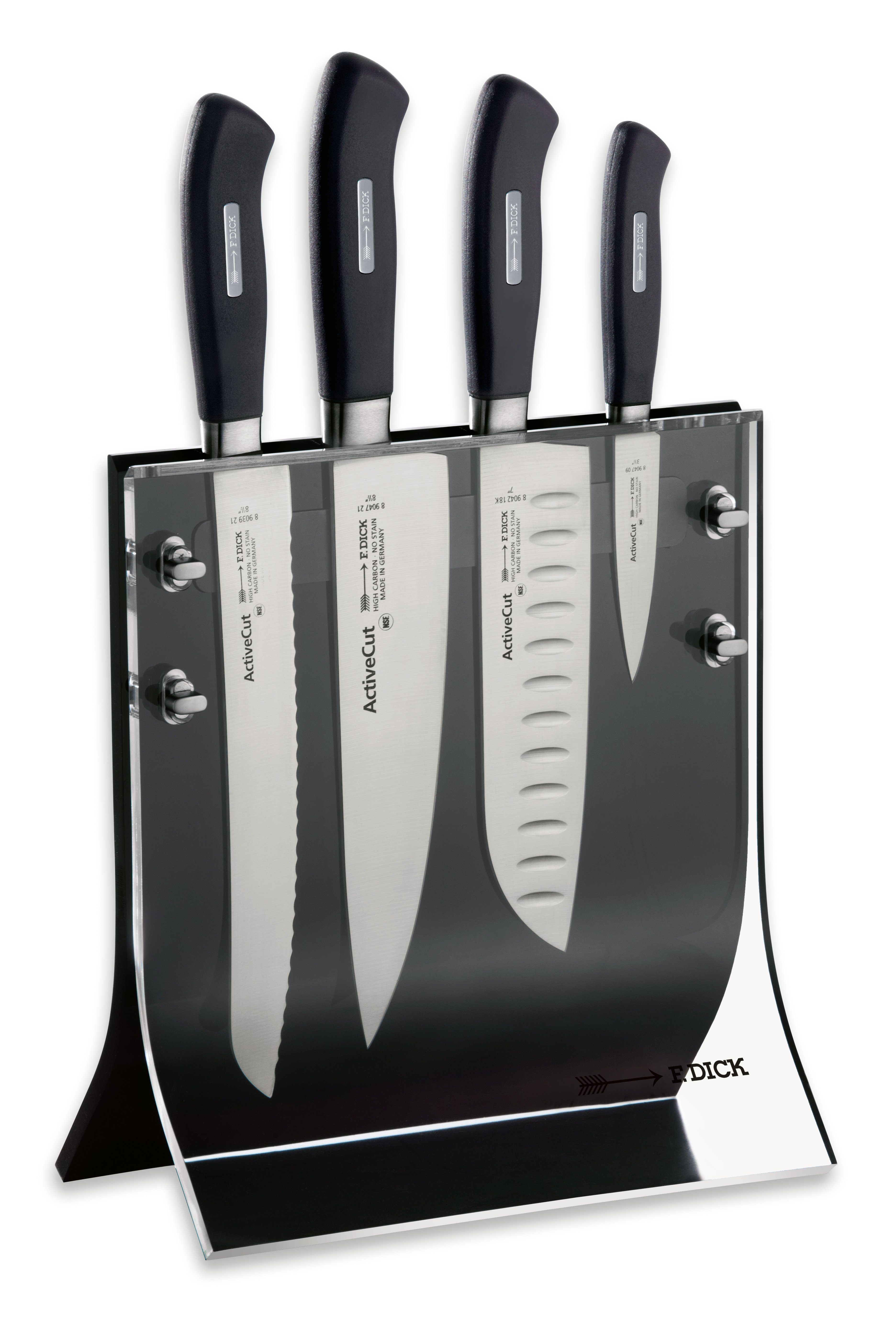 F. DICK Messer-Set Dick Messerblock mit Küchenmesser ActiveCut Kochmesser X30Cr13 Stahl