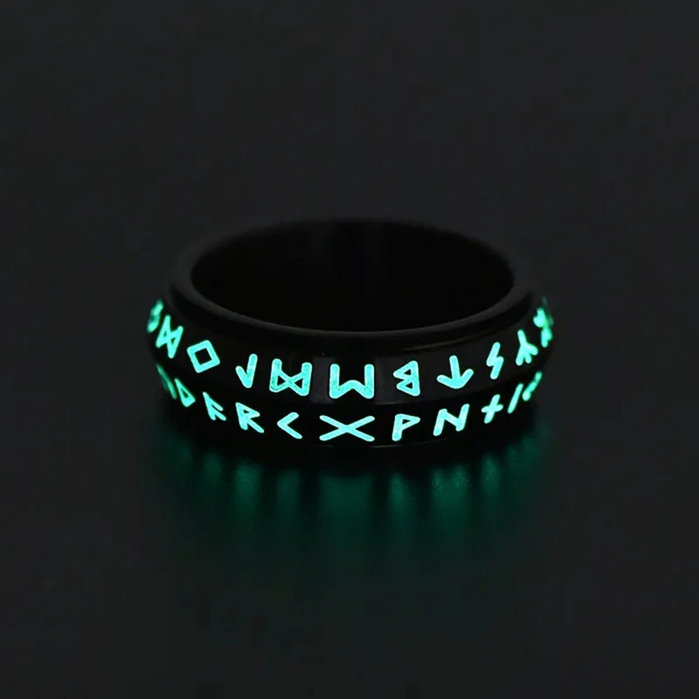 Eyecatcher Fingerring Drehbarer Edelstahlring mit leuchtenden Runen gegen S günstig online kaufen