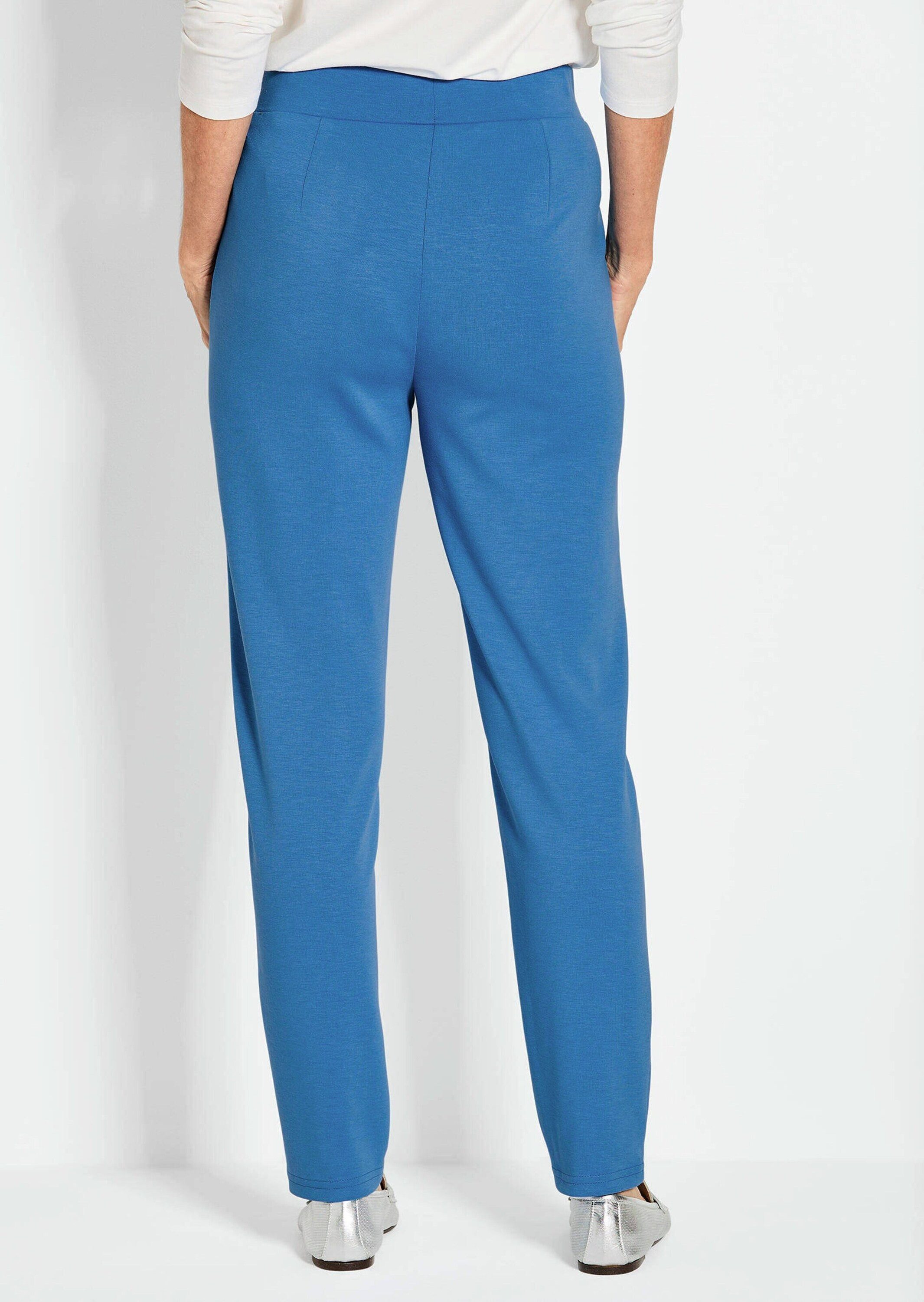 GOLDNER Schlupfhose Kurzgröße: Elegante 7/8-Schlupfhose SARA Slim Fit Jerseyhose mit Rundum-Dehnbund und Biesen
