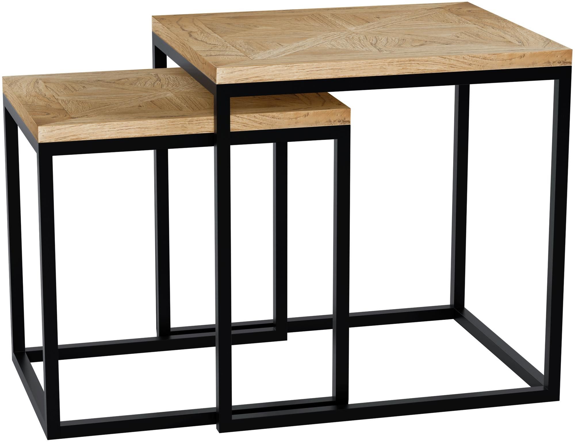 furnicato Beistelltisch Beistelltische Talero 2er Set 48x38x47 cm natura (1-St)