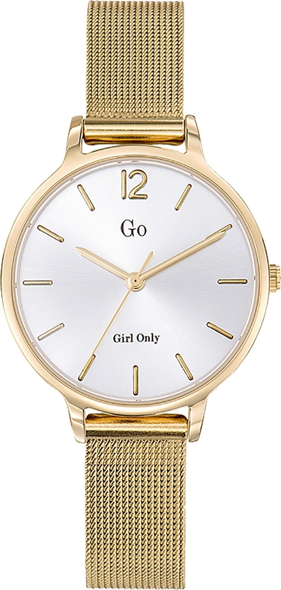 Girl Only Quarzuhr Girl Only Damen Armbanduhr gold, Damenuhr rund, mittel (ca. 32mm), Edelstahlarmband, Luxus-Style | Quarzuhren