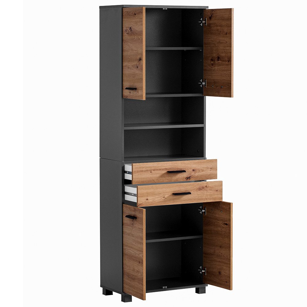 Lomadox Hochschrank PROVIDENCE-80 in anthrazit, 60cm breit günstig online kaufen