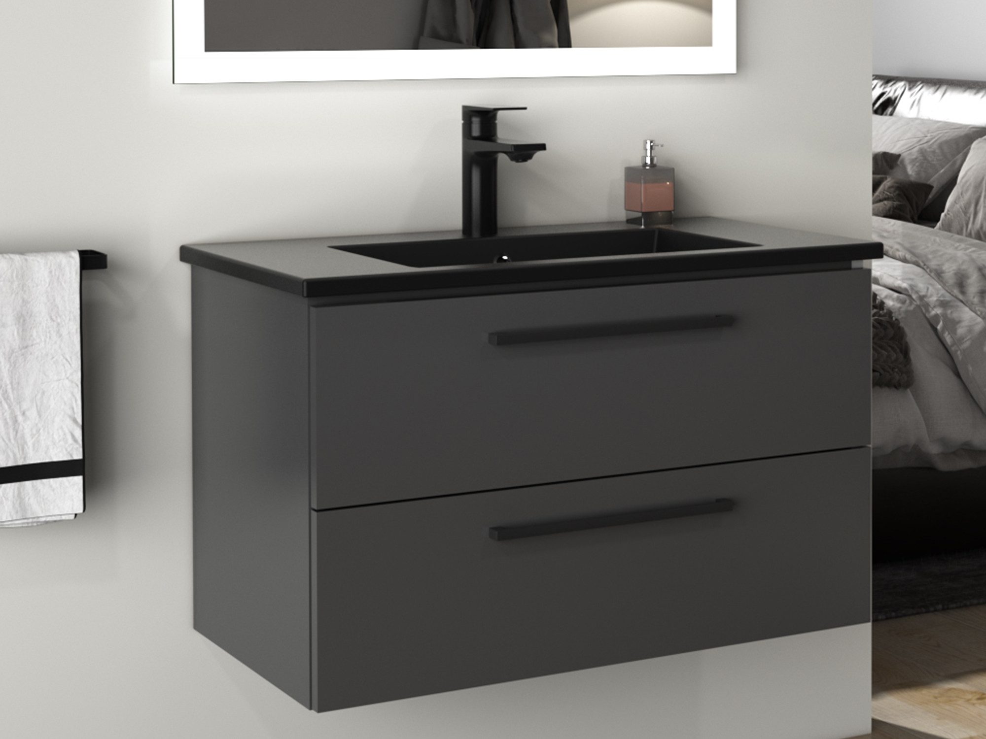 Aqua Bagno Badmöbel-Set Badschrank mit Waschbecken, günstig online kaufen