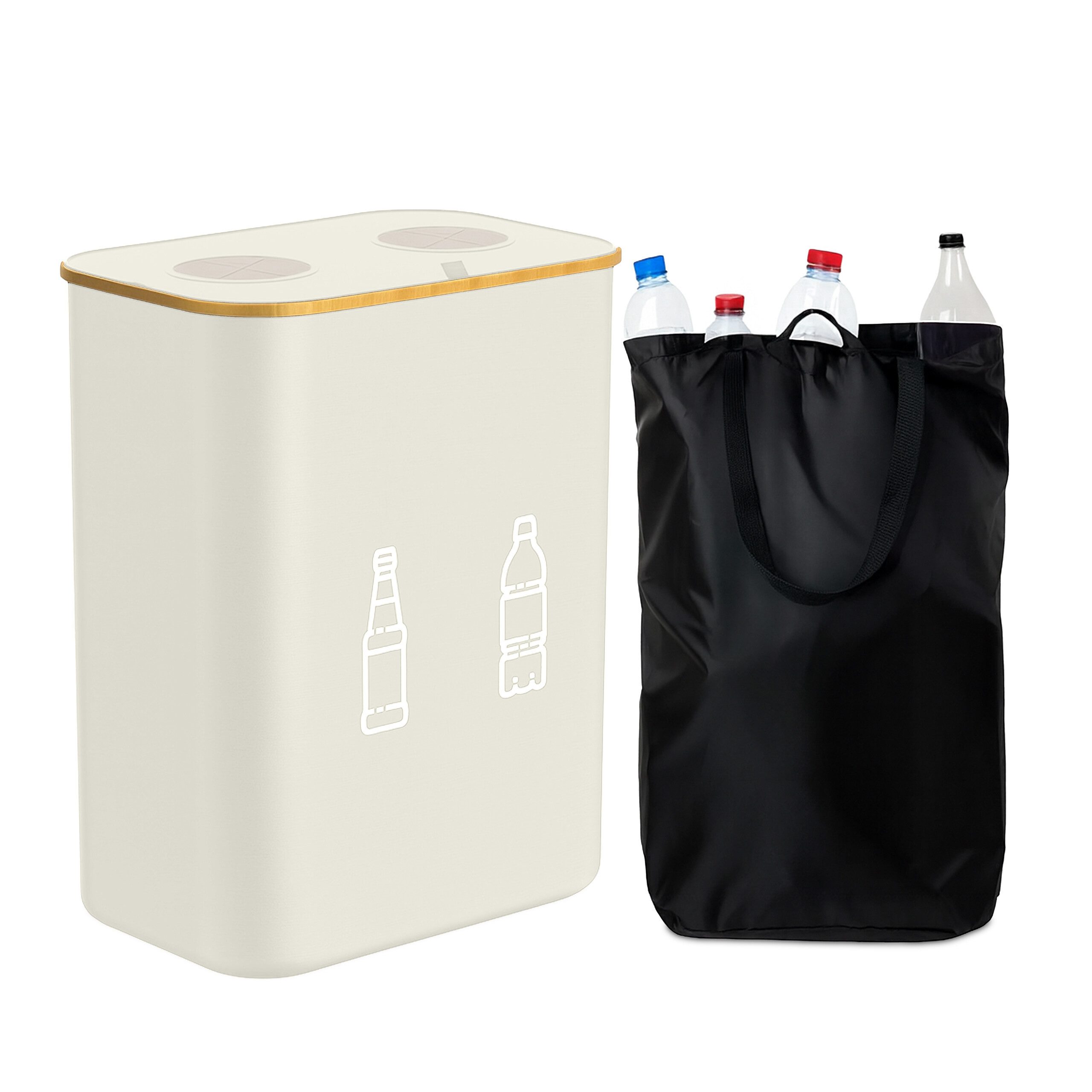 relaxdays Flaschensammler Pfandflaschen Sammelbehälter 160l (3 St), Beige