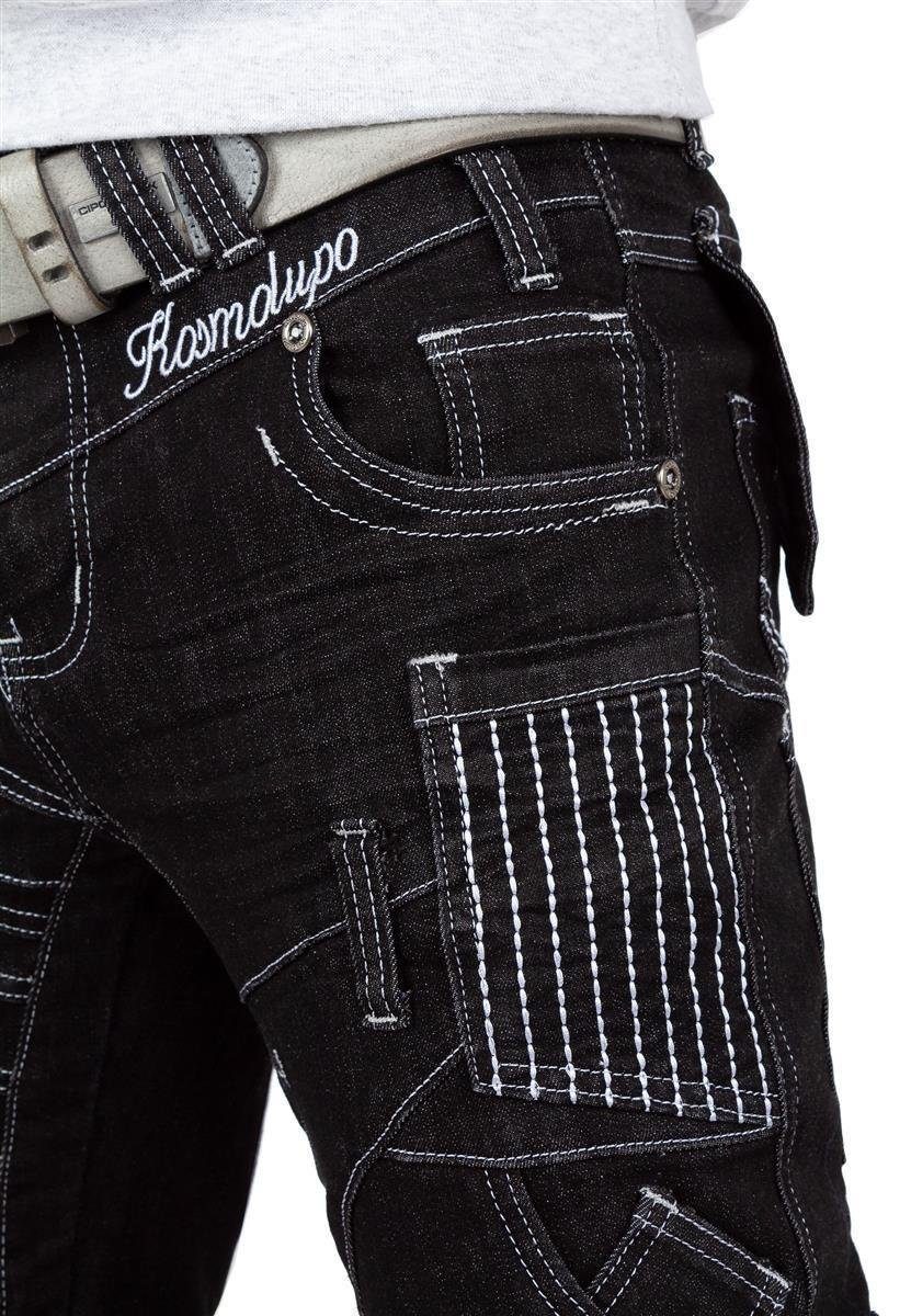 Kosmo Moderne Herren 5-Pocket-Jeans mit Lupo BA-KM130-1 Hose Kontrastnähten Verzierungen und