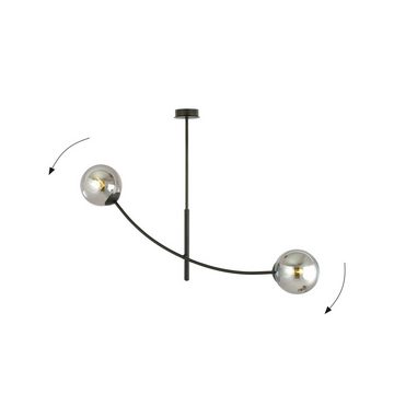 Licht-Erlebnisse Deckenleuchte DORA, ohne Leuchtmittel, Metall Rauchglas E14 Schwarz Graphit 2-flammig Kugel Schirm Modern