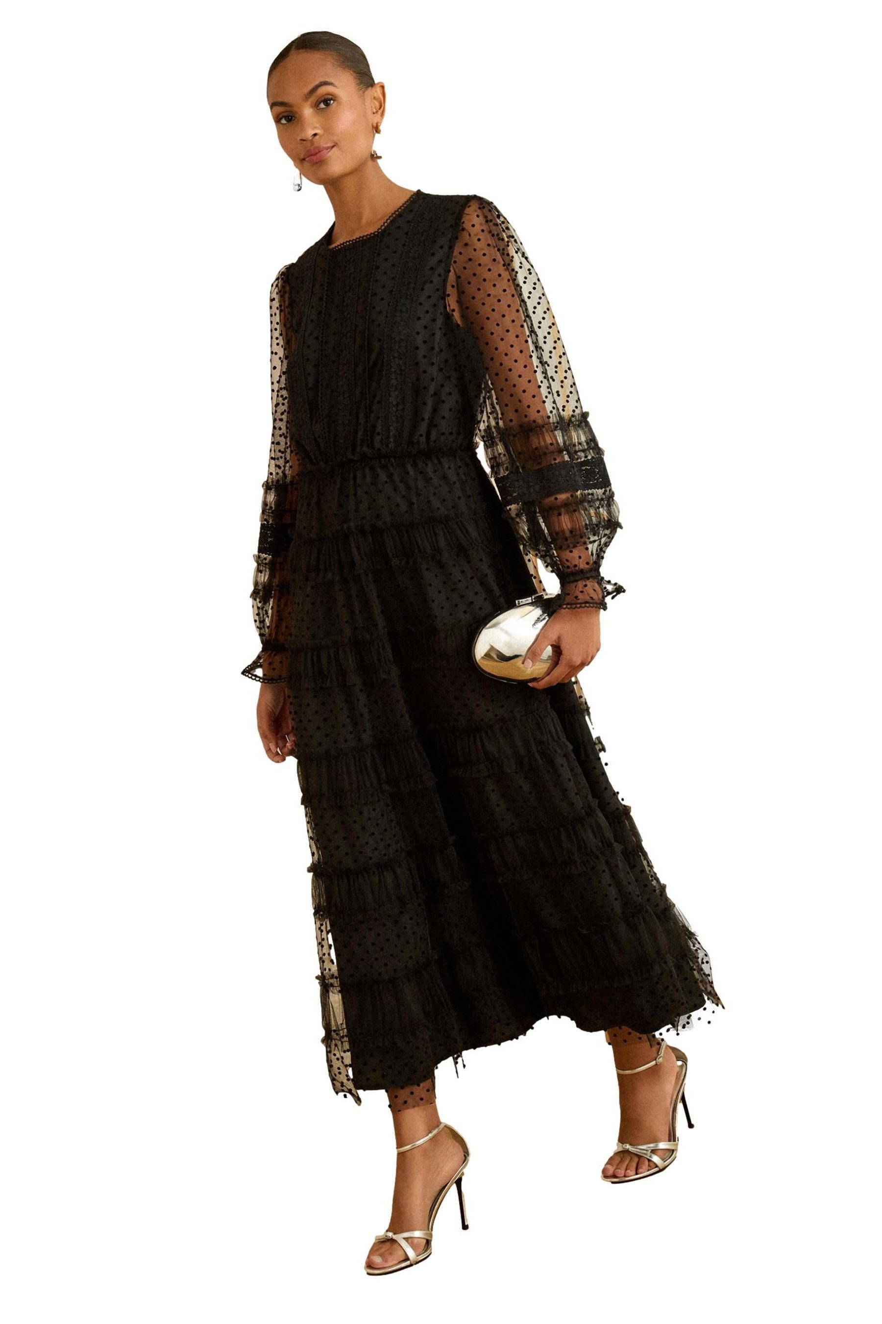 Love & Roses Midikleid Love & Roses Midikleid mit Punkten und Mesh Petite ( günstig online kaufen