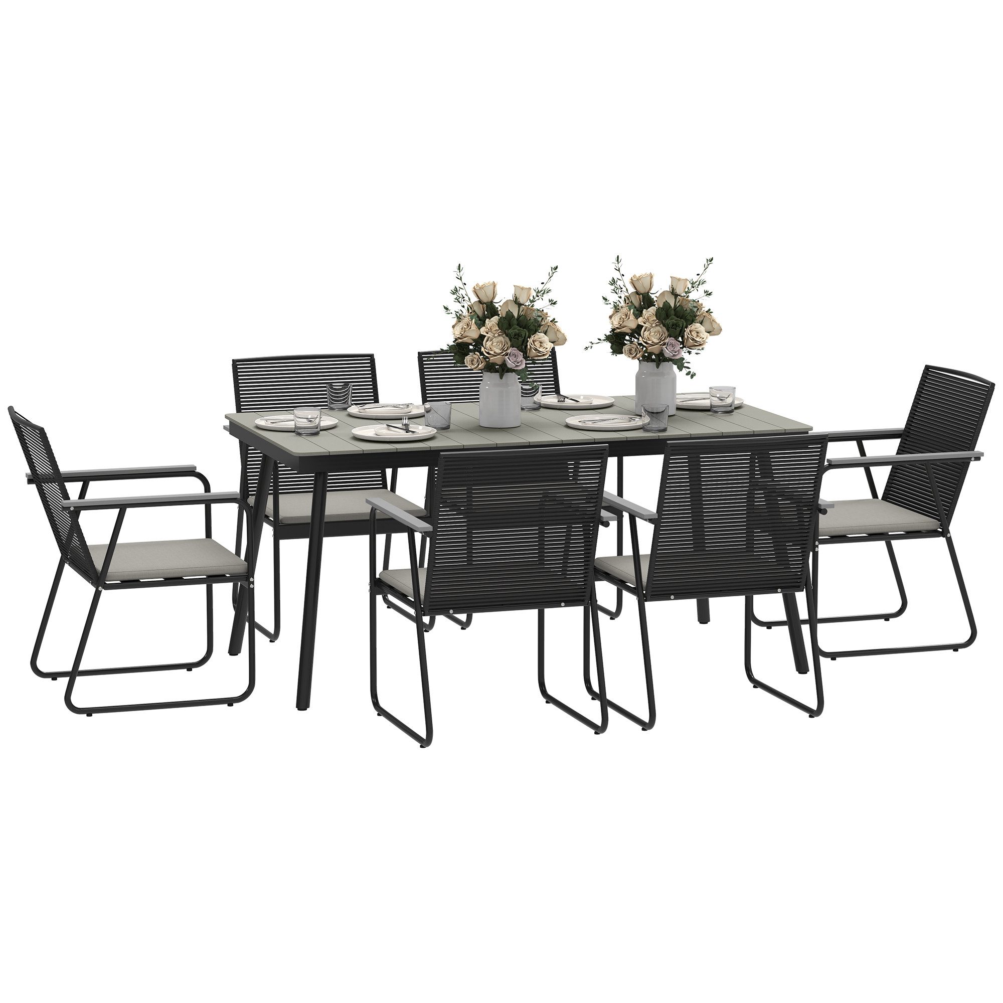Outsunny Garten-Essgruppe für 6 Personen, mit günstig online kaufen