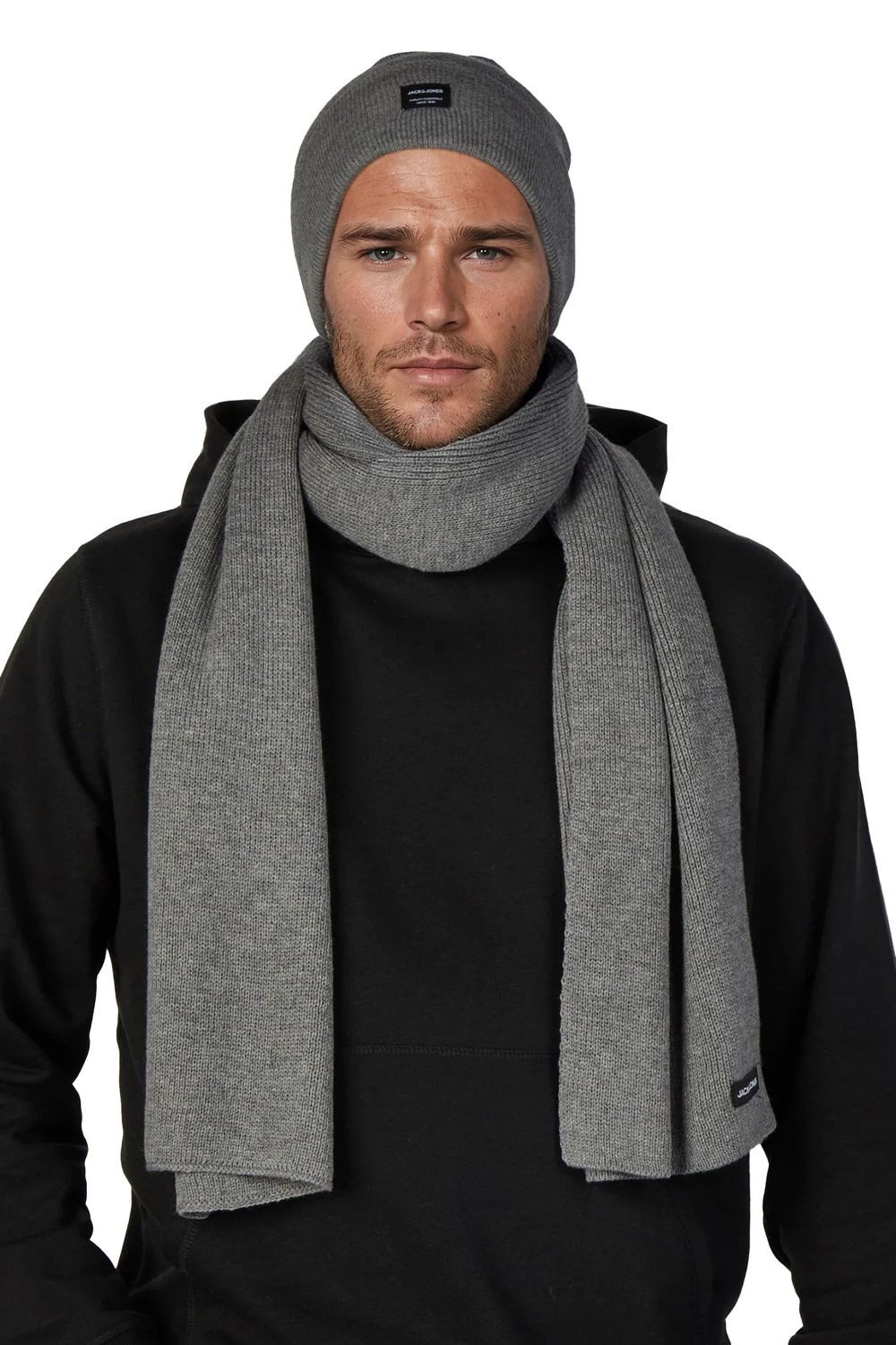 Jack & Jones Strickmütze Herren Mütze Schal Set JACBOCHUM (1-St) 2-in-1 Winter-Set