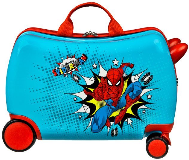 UNDERCOVER Trolley, Kinderkoffer zum und ziehen Rollen, Spider-Man, sitzen 4 Ride-on
