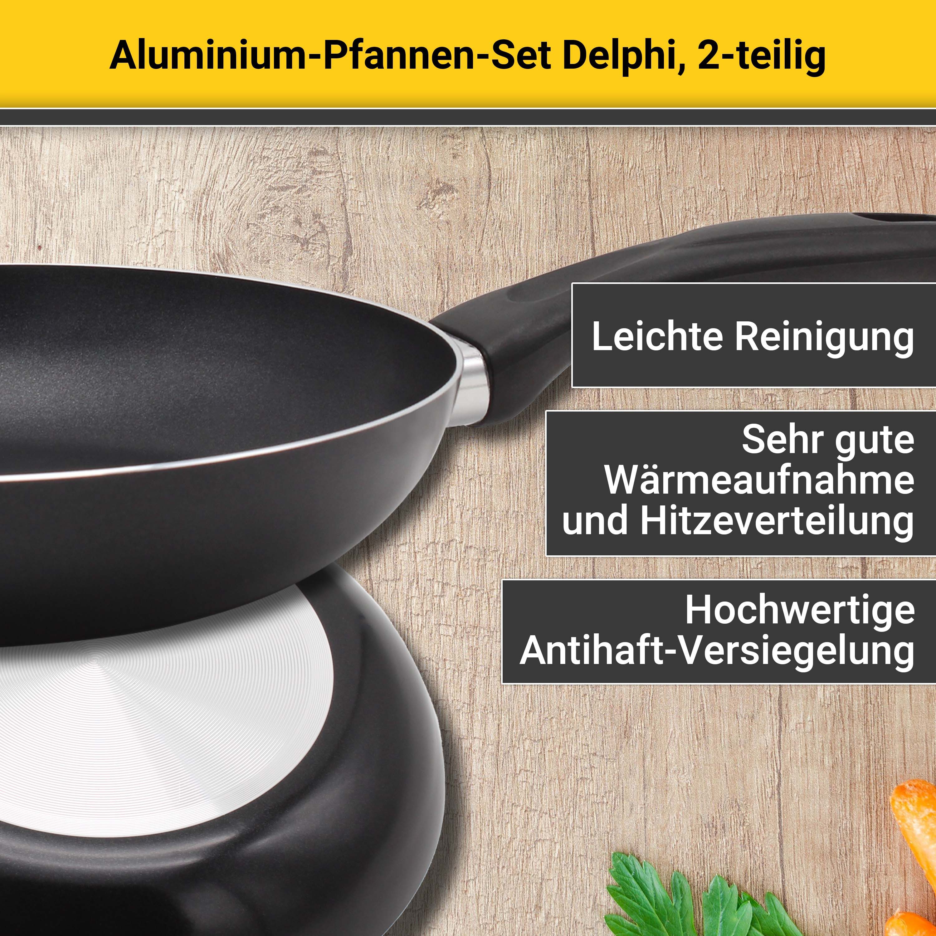 Krüger Pfannen-Set Aluminium Pfannen-Set DELPHI 2 tlg. (16 + 24 cm), Aluminium (Set, 2-tlg., 1x Bratpfanne Ø 16 cm (H. 4,5 cm), 1x Bratpfanne Ø 24 cm (H. 4,5 cm – Bild 4 von 5