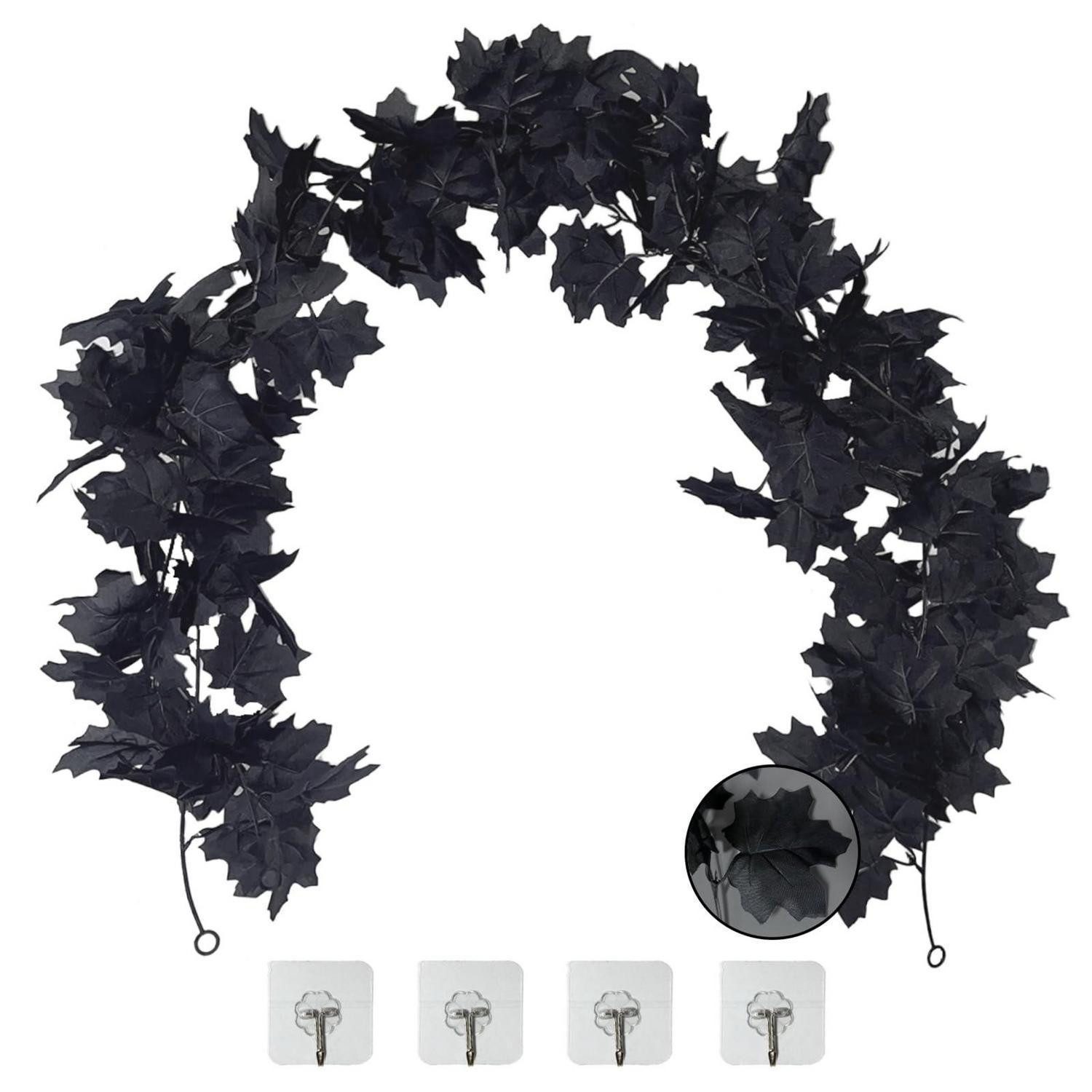 LuxusKollektion Girlande Halloween Girlande 2 Stk. Schwarz Ahornblatt Deko