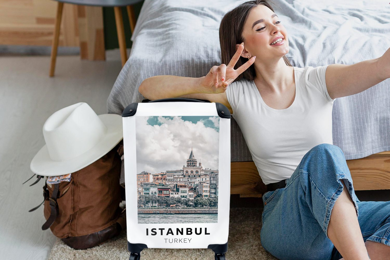 Reisekoffer Handgepäckkoffer Trolley, Reisetasche Ferien, - 4 für Rollen, - Wolken, rollen, Istanbul mit Türkei MuchoWow Handgepäck