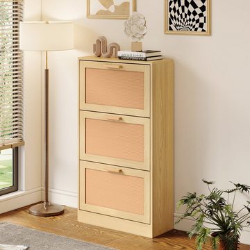 REDOM Schuhschrank Sideboard (Holzwerkstoff, aus natürlichem Rattan) Schuhkipper