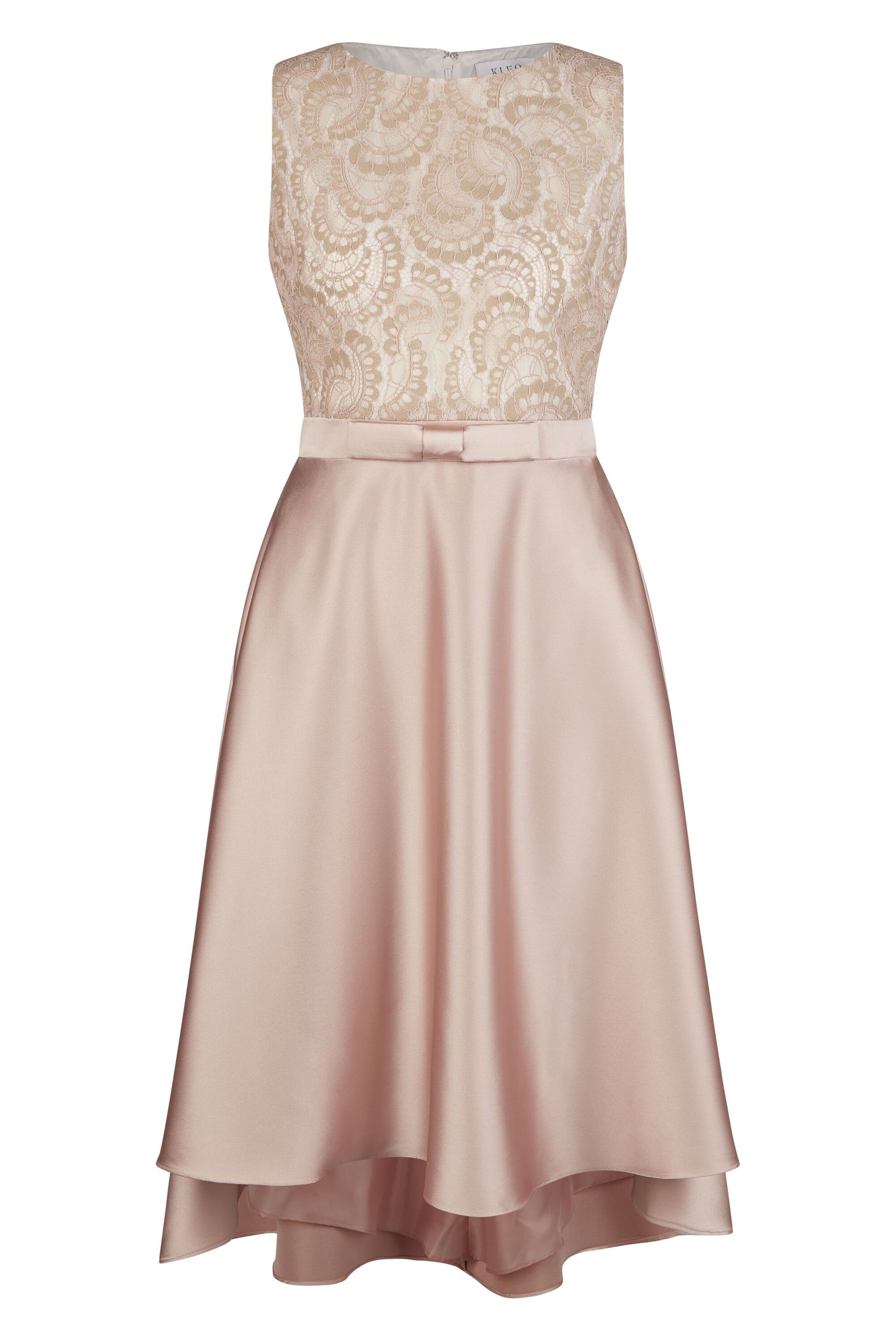 Kleo Abendkleid mit High-Low-Rock aus rose Satin Misty