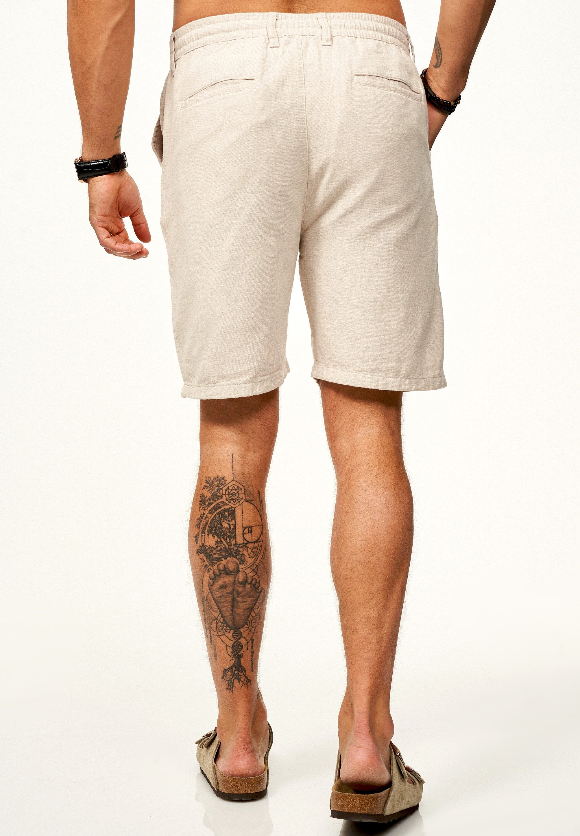 behype Chinoshorts für Herren als luftig leichte Sommershorts - Kurze Hose Leinen Shorts Bermuda im Regular-Fit für den Sommer – Bild 4 von 5